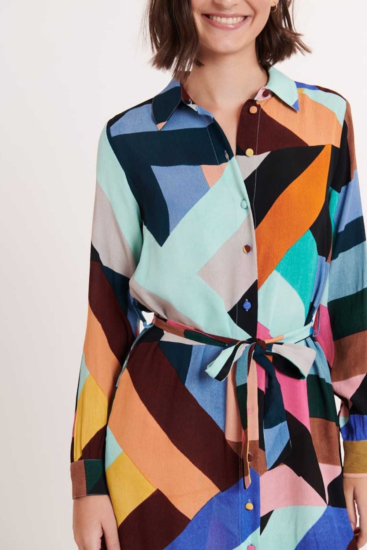 Rene Derhy Capitana Kemerli Midi Gömlek Elbise