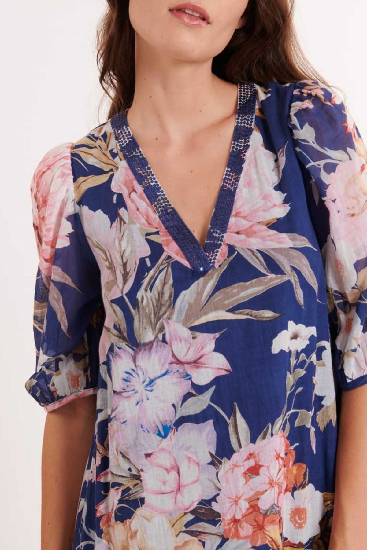 Rene Derhy Canarias V Yaka Dizüstü Elbise