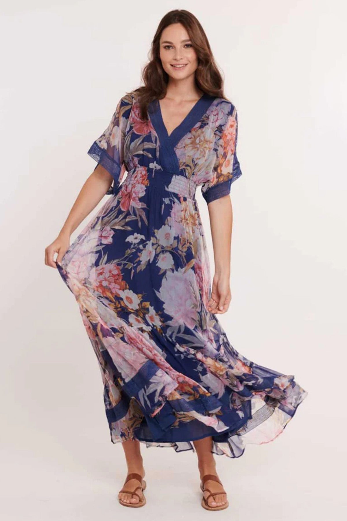 Rene Derhy Chenonceau V Yaka Maxi Elbise-Libas Trendy Fashion Store