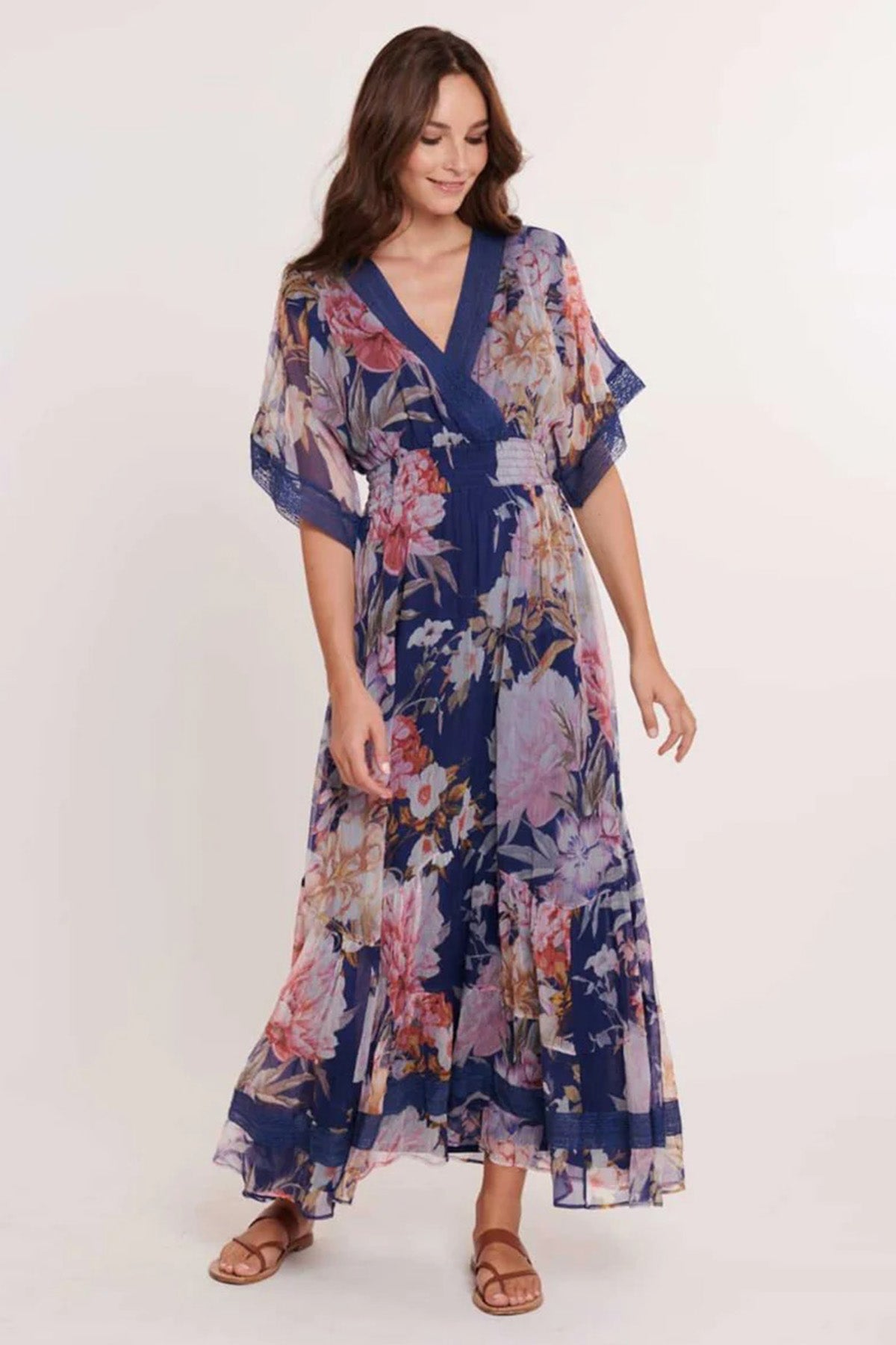 Rene Derhy Chenonceau V Yaka Maxi Elbise-Libas Trendy Fashion Store