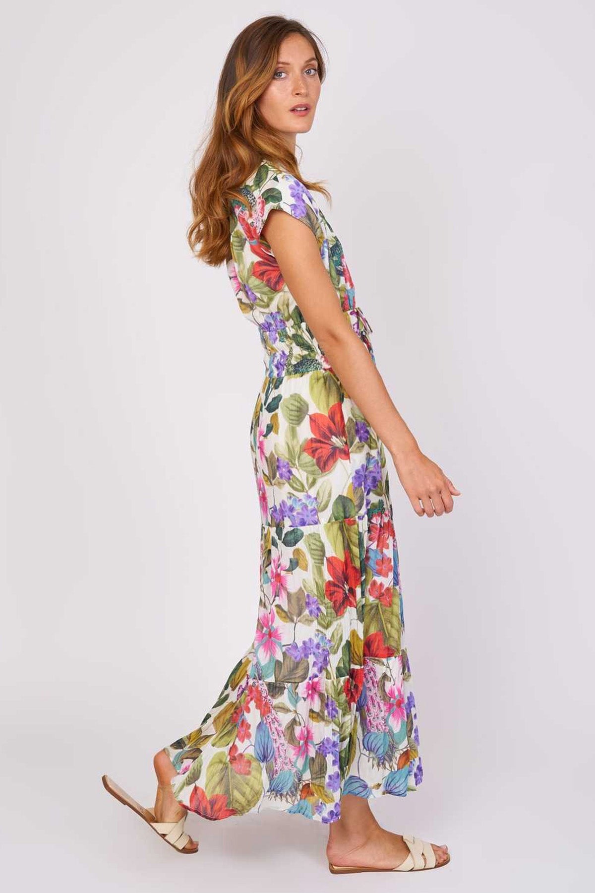 Rene Derhy Calvi V Yaka Maxi Elbise-Libas Trendy Fashion Store