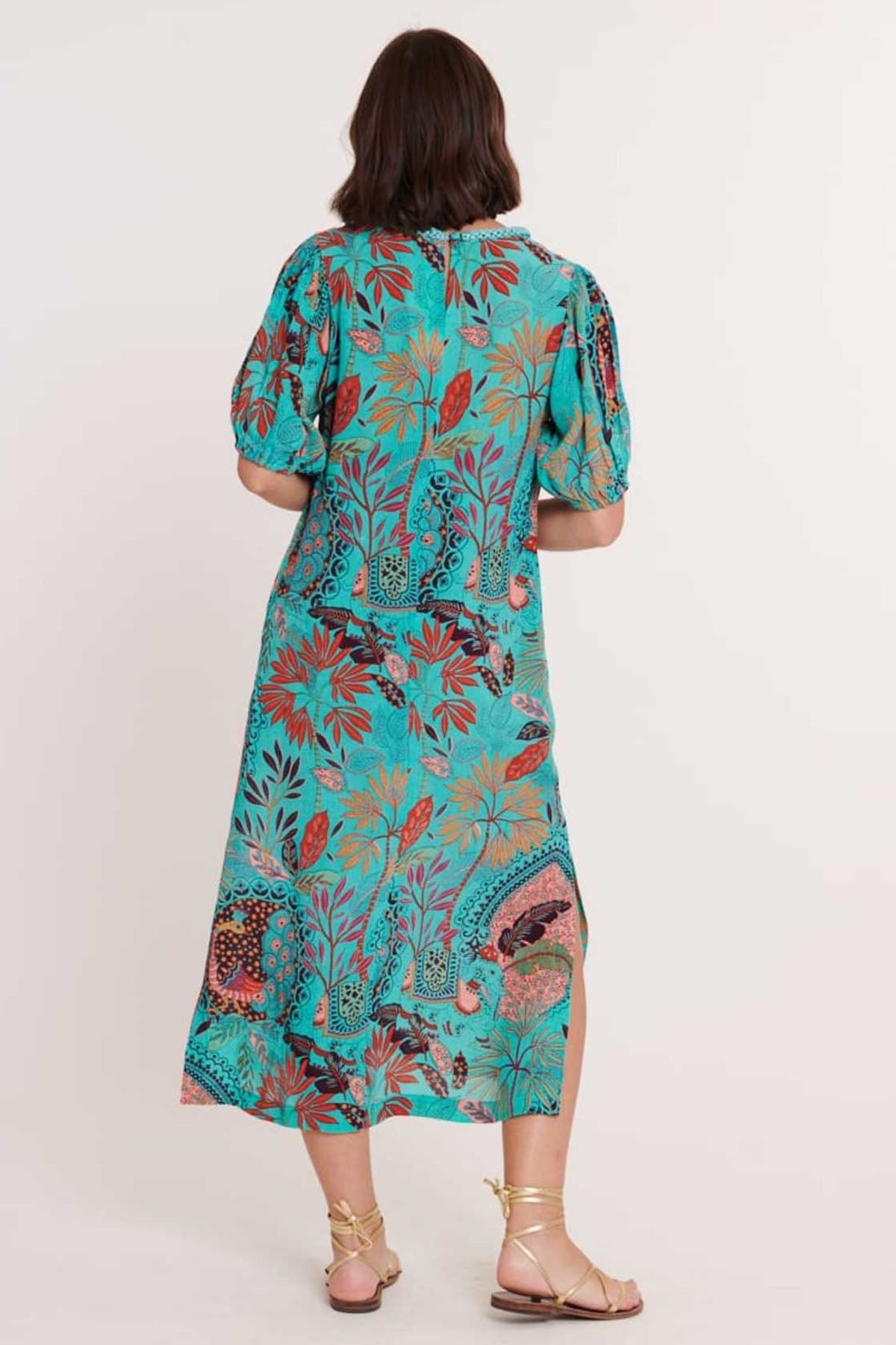 Rene Derhy Ceramique V Yaka Midi Elbise