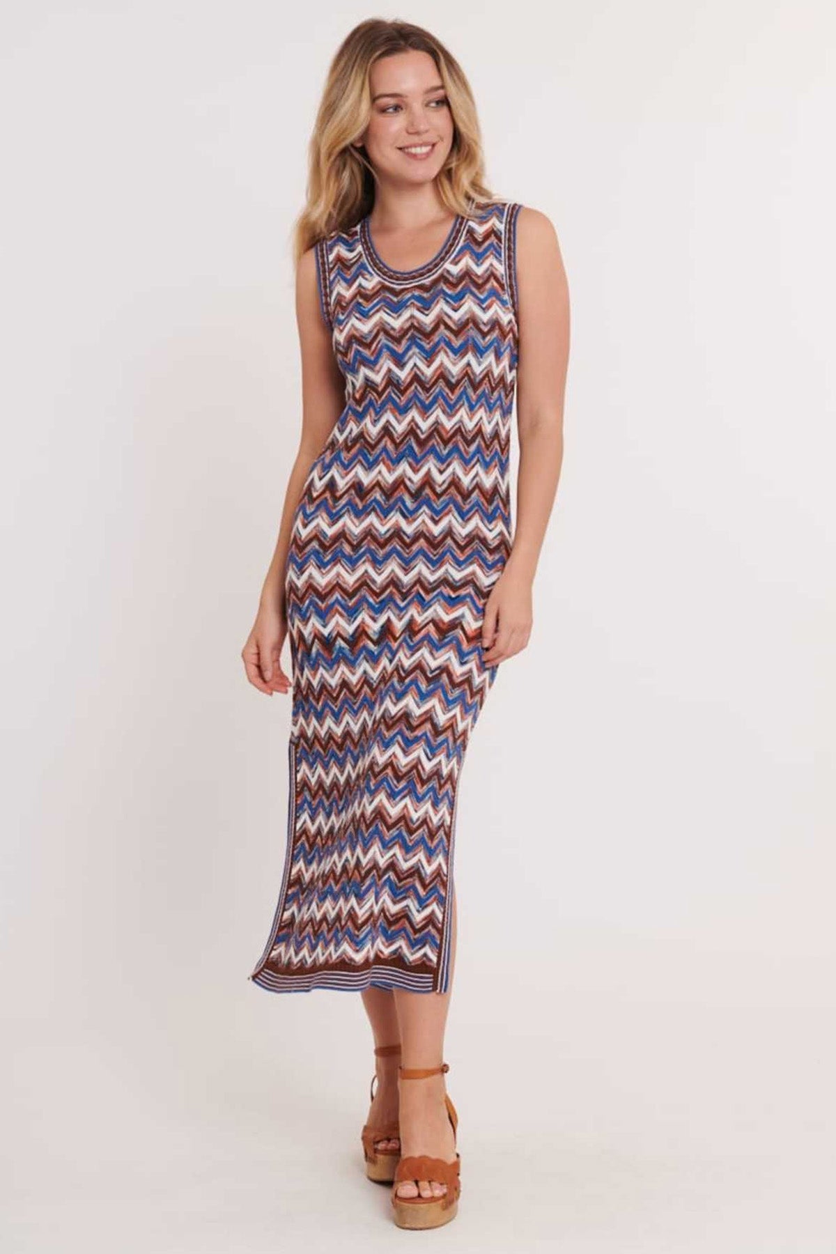 Rene Derhy Warren Renkli Örgü Midi Elbise-Libas Trendy Fashion Store