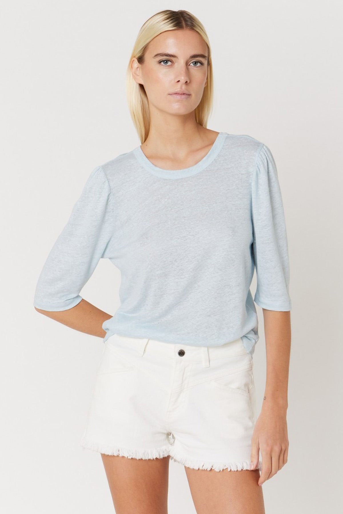 Berenice Eileen Sırt Dekolteli Keten T-shirt-Libas Trendy Fashion Store