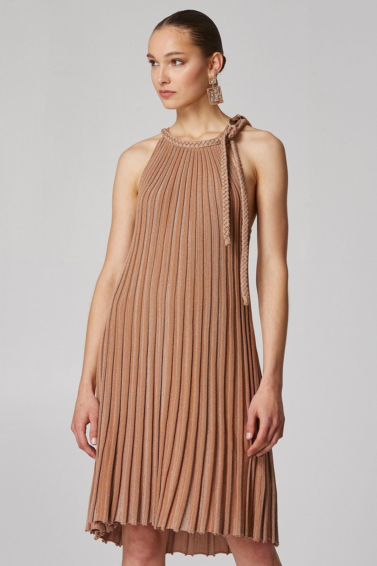 Lynne Örgü Detaylı Piliseli Dizüstü Abiye Elbise-Libas Trendy Fashion Store