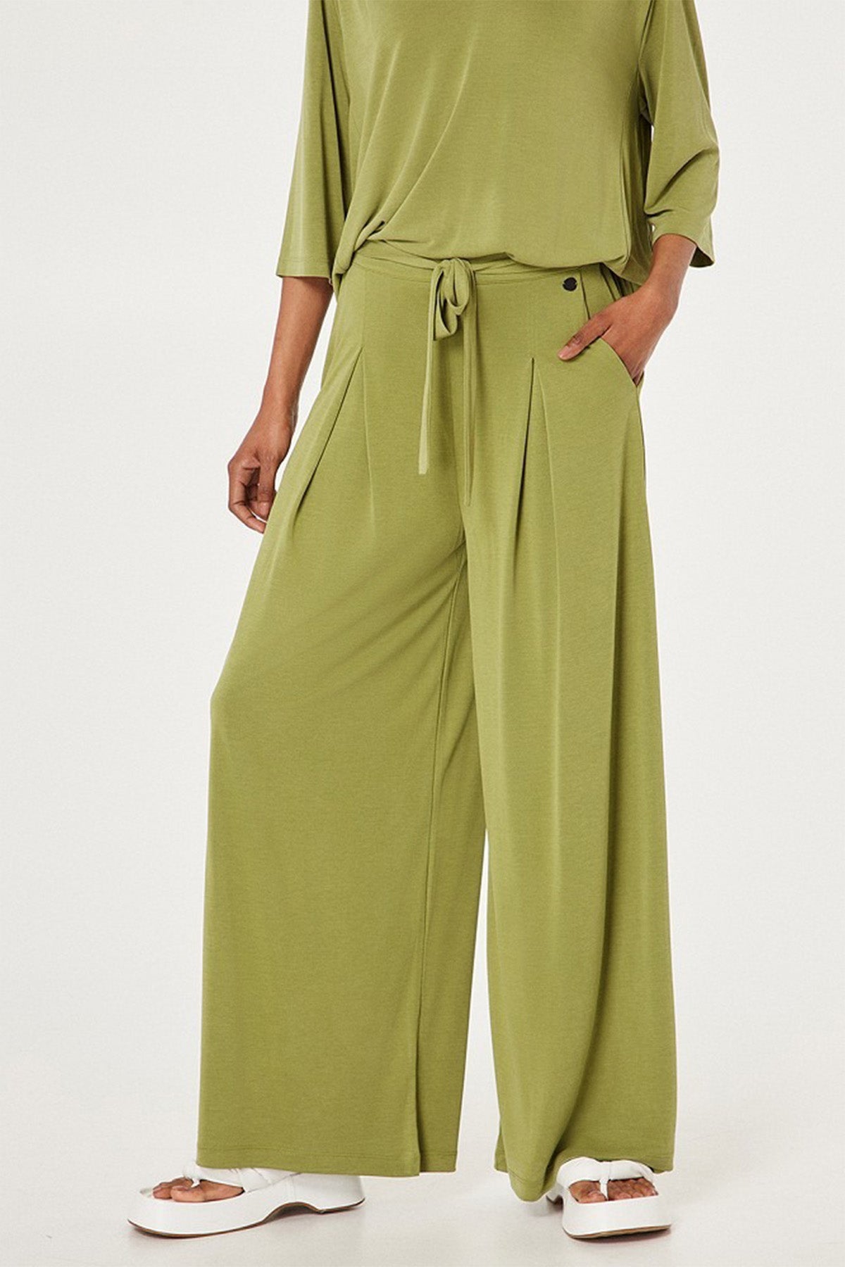 Bsb Pileli Geniş Kesim Yüksek Bel Pantolon-Libas Trendy Fashion Store