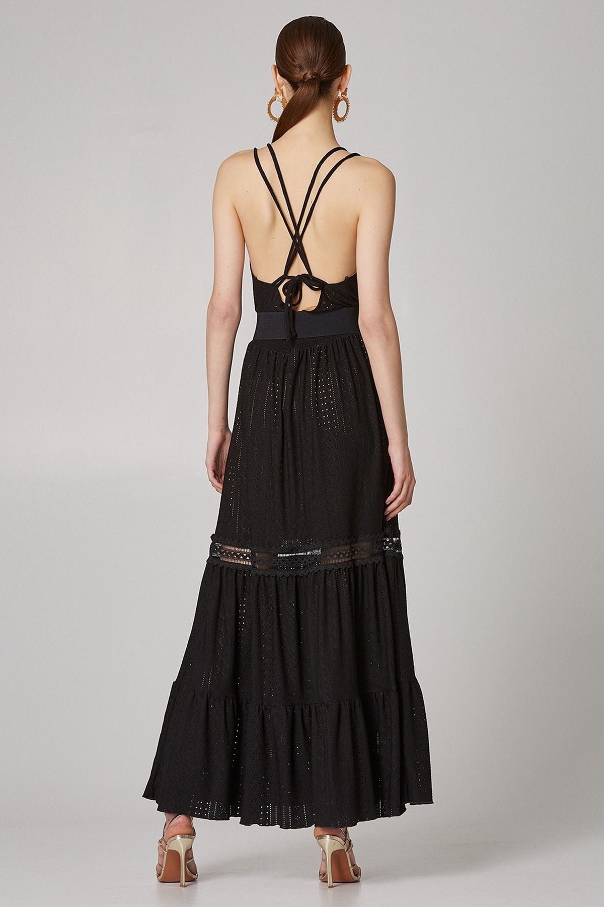 Lynne Derin V Yaka Maxi Elbise-Libas Trendy Fashion Store