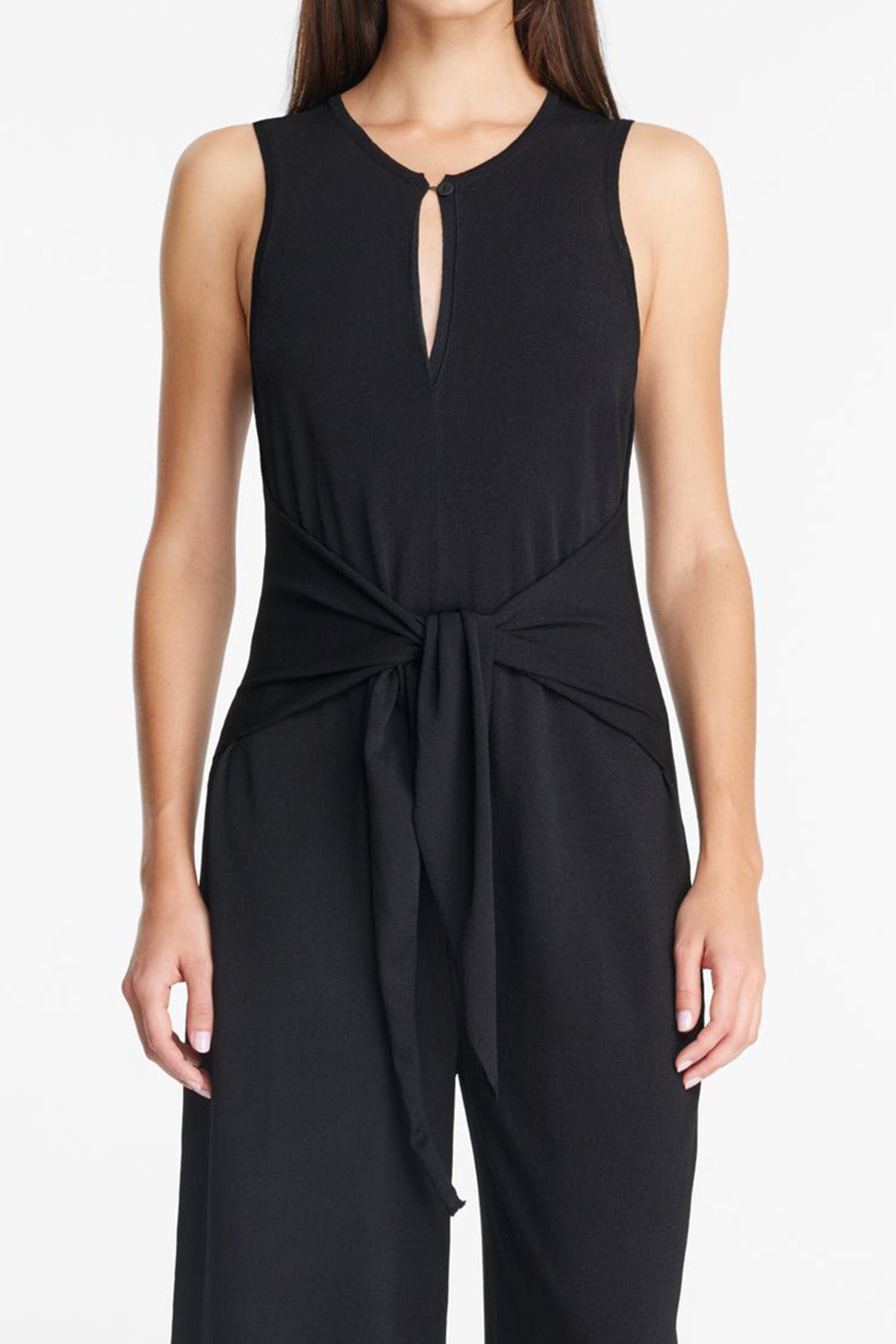 Sarah Pacini Yuvarlak Yaka Kuşaklı Tulum-Libas Trendy Fashion Store