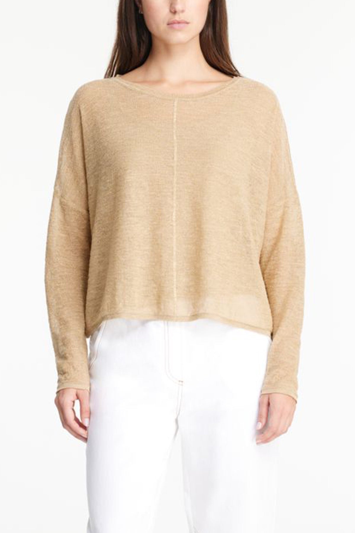 Sarah Pacini Yuvarlak Yaka Ketenli Triko-Libas Trendy Fashion Store