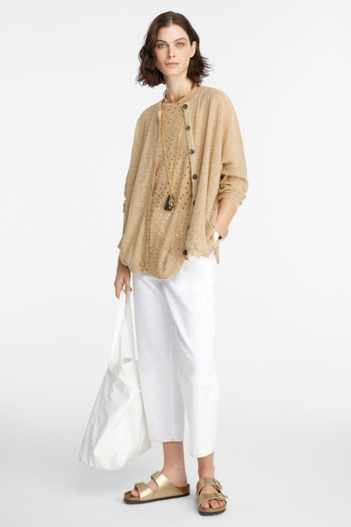 Sarah Pacini Yuvarlak Yaka Ketenli Bluz-Libas Trendy Fashion Store