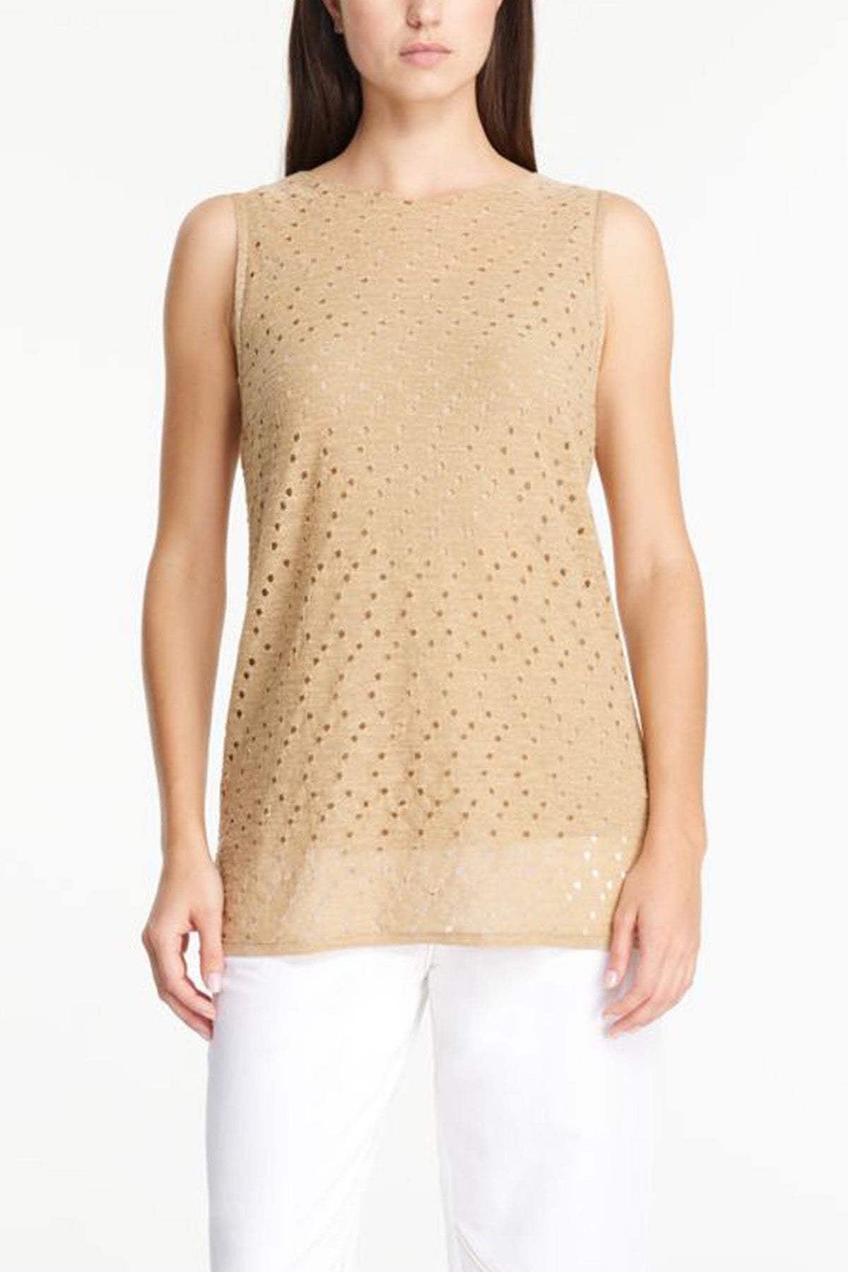 Sarah Pacini Yuvarlak Yaka Ketenli Bluz-Libas Trendy Fashion Store