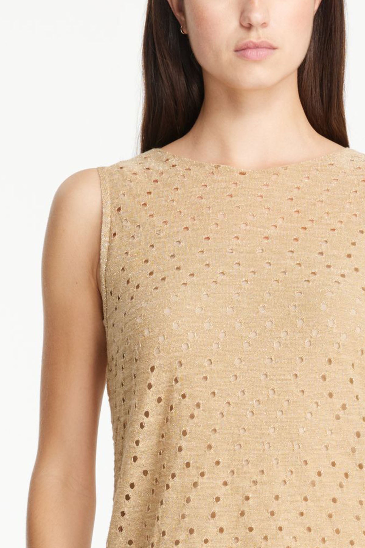 Sarah Pacini Yuvarlak Yaka Ketenli Bluz-Libas Trendy Fashion Store