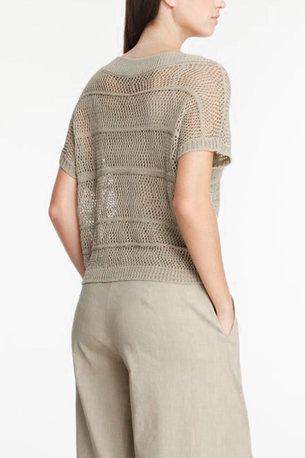 Sarah Pacini Yuvarlak Yaka Örgü Keten Bluz-Libas Trendy Fashion Store