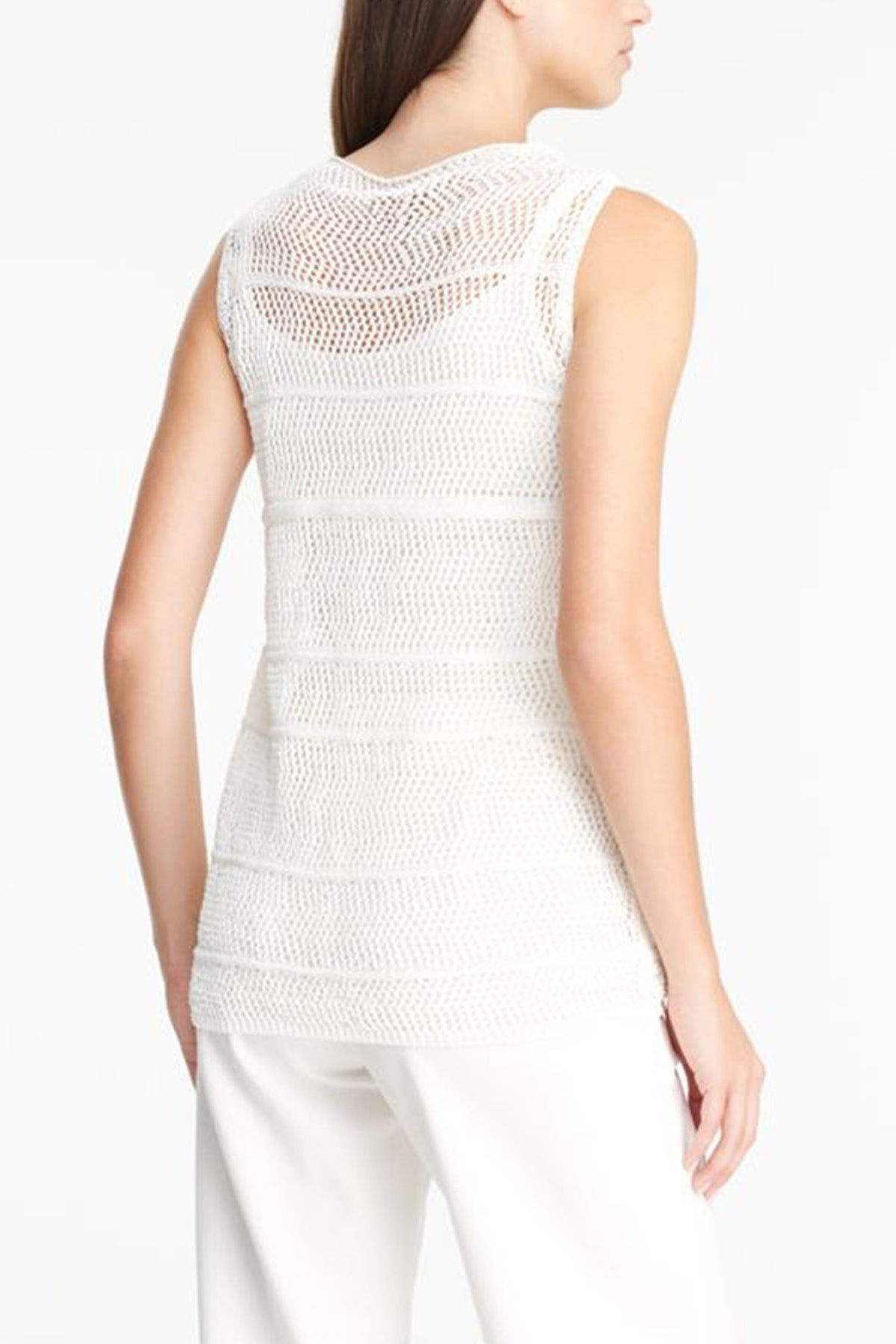 Sarah Pacini V Yaka Örgü Keten Kolsuz Bluz-Libas Trendy Fashion Store