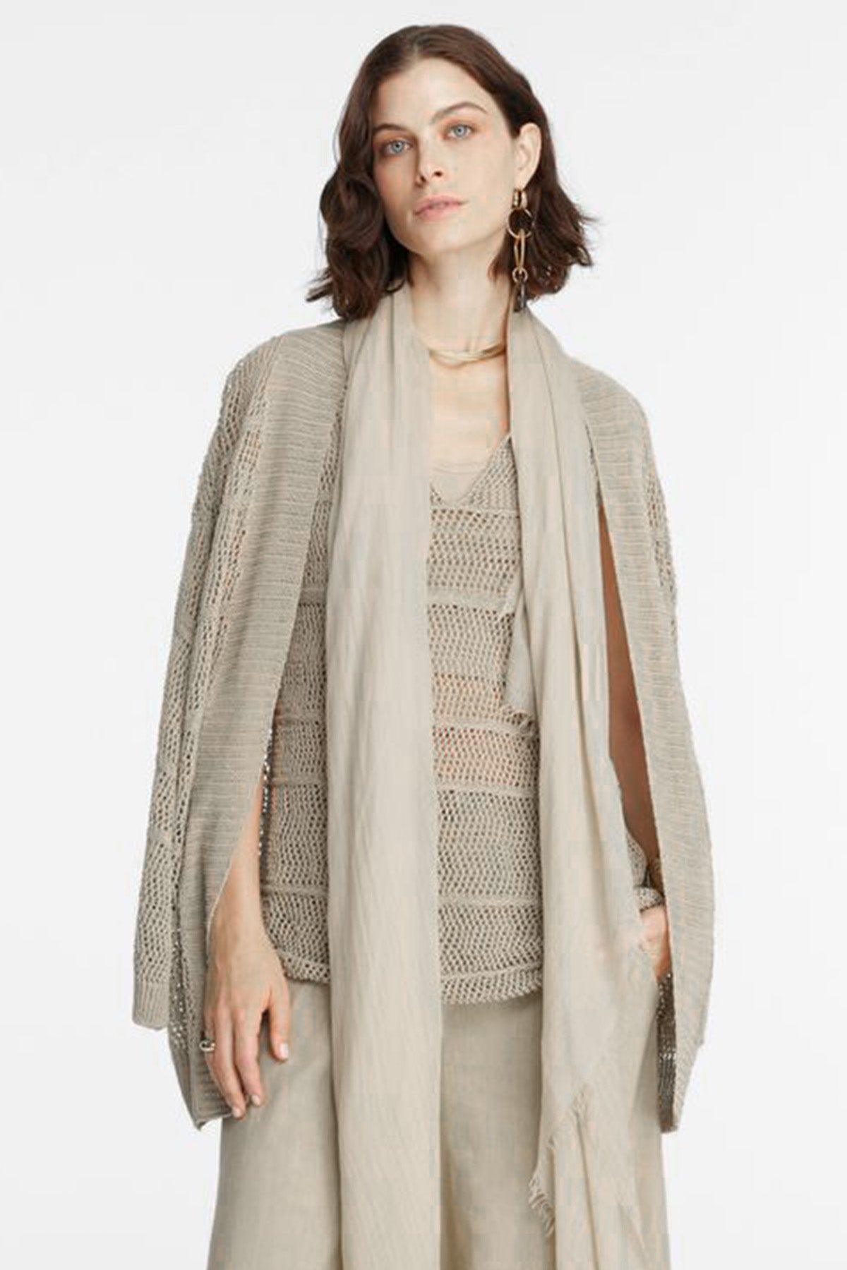 Sarah Pacini V Yaka Örgü Keten Bluz-Libas Trendy Fashion Store