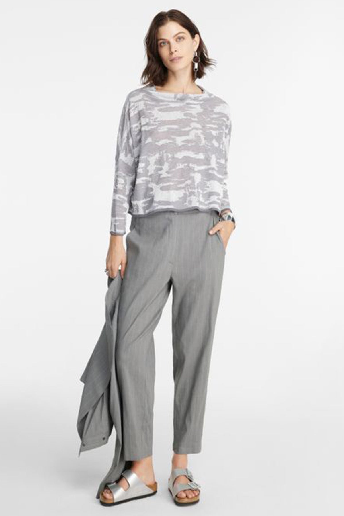 Sarah Pacini Yandan Cepli Çizgili Keten Pantolon-Libas Trendy Fashion Store