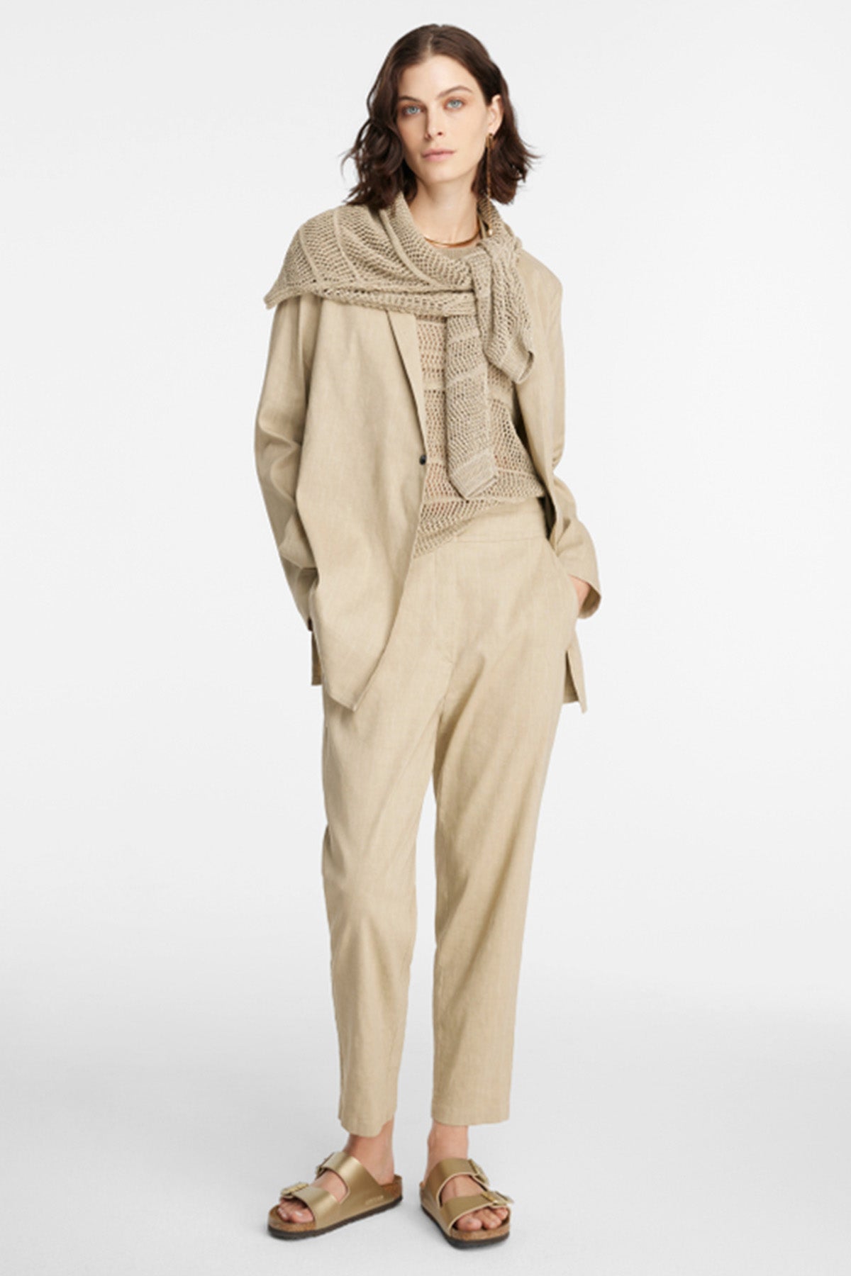 Sarah Pacini Yandan Cepli Çizgili Keten Pantolon-Libas Trendy Fashion Store