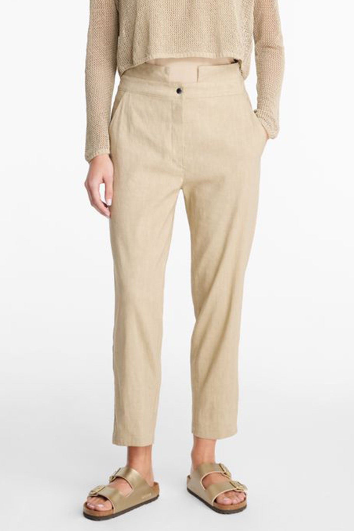 Sarah Pacini Yandan Cepli Çizgili Keten Pantolon-Libas Trendy Fashion Store