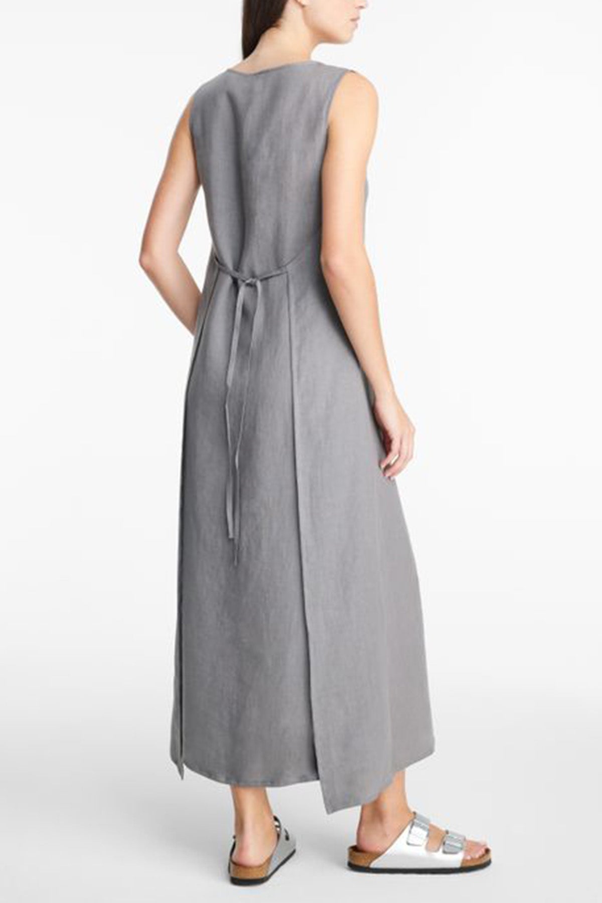 Sarah Pacini V Yaka Maxi Keten Elbise-Libas Trendy Fashion Store