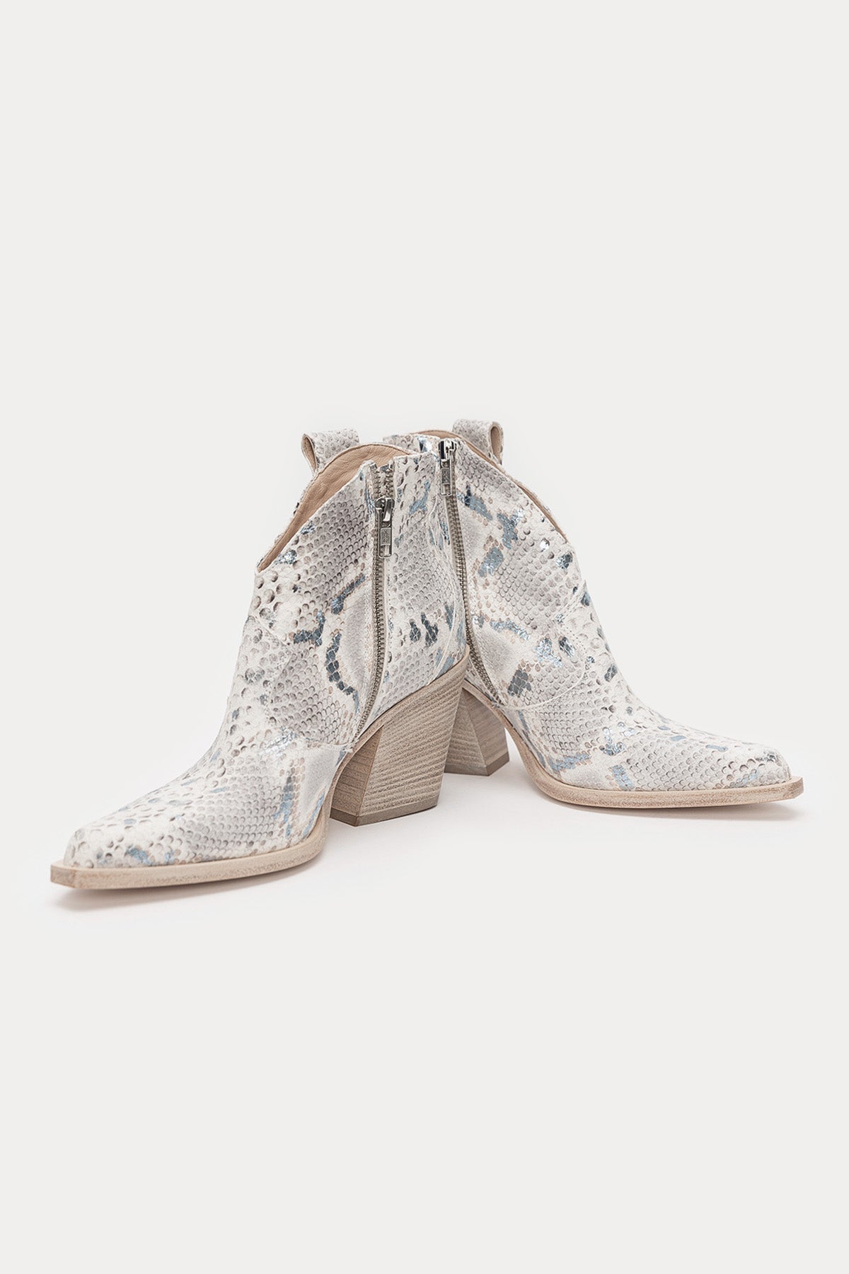 Fruit Kalın Topuklu Yılan Desenli Deri Bot