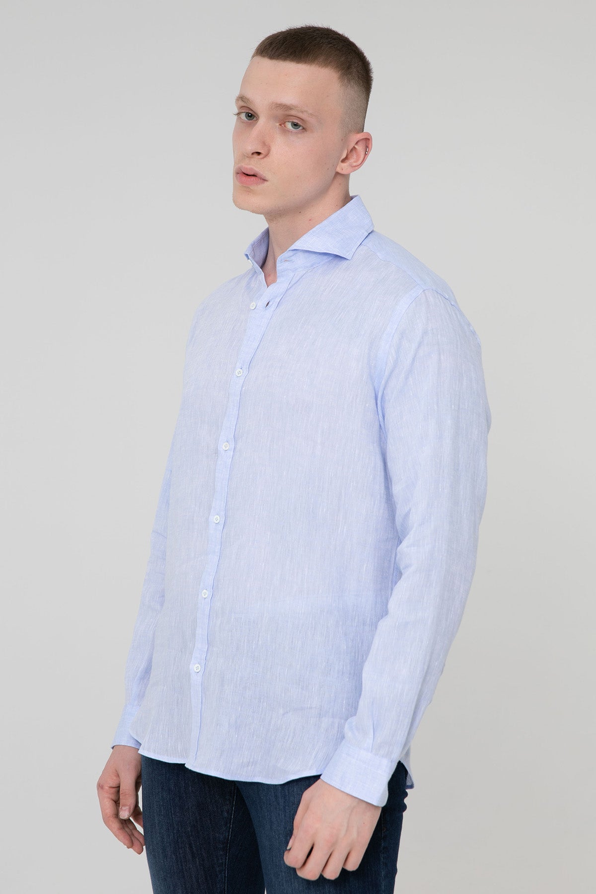 Poggianti Pisa İtalyan Yaka Keten Gömlek-Libas Trendy Fashion Store