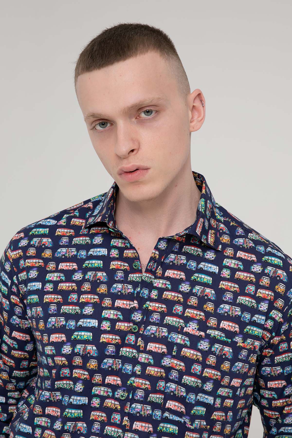 Poggianti Ardenza Renkli Otobüs Desenli Gömlek-Libas Trendy Fashion Store