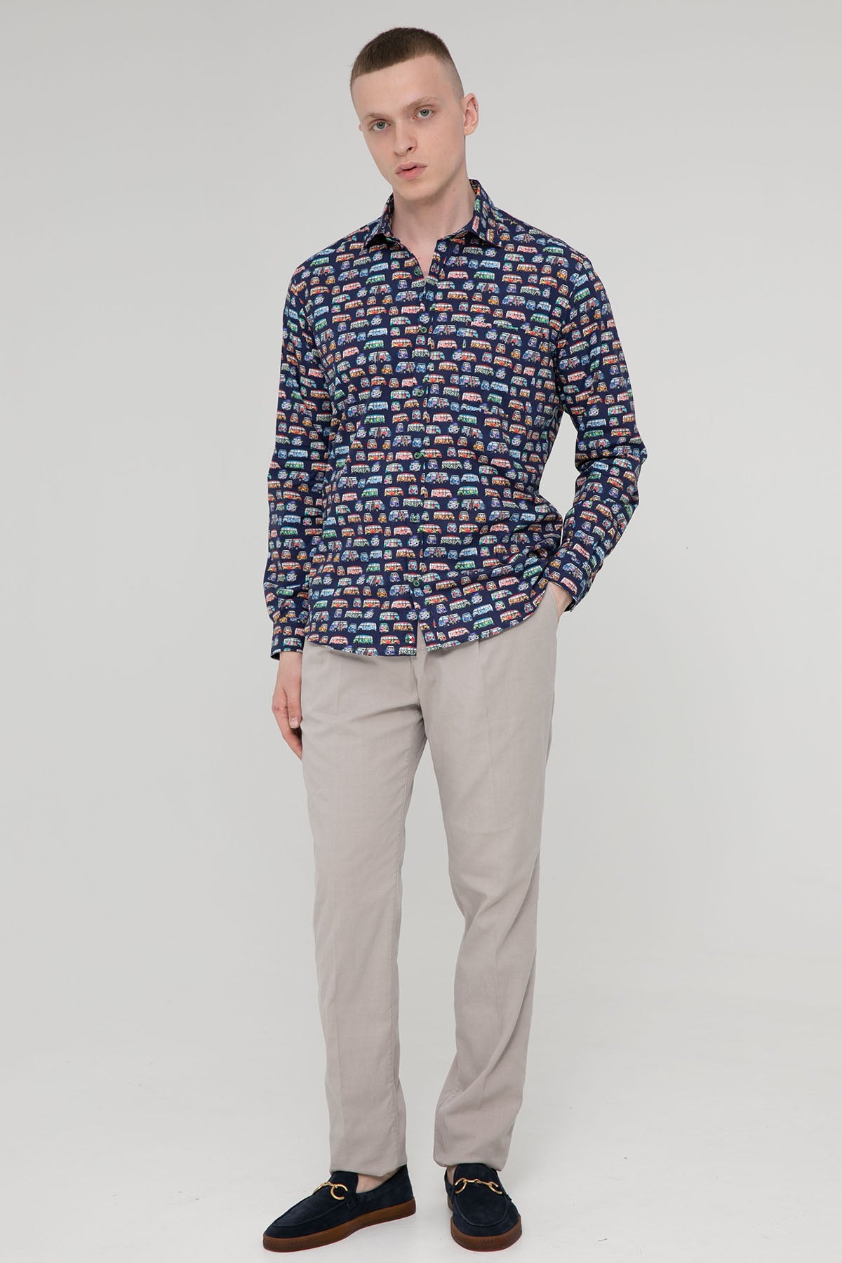 Poggianti Ardenza Renkli Otobüs Desenli Gömlek-Libas Trendy Fashion Store