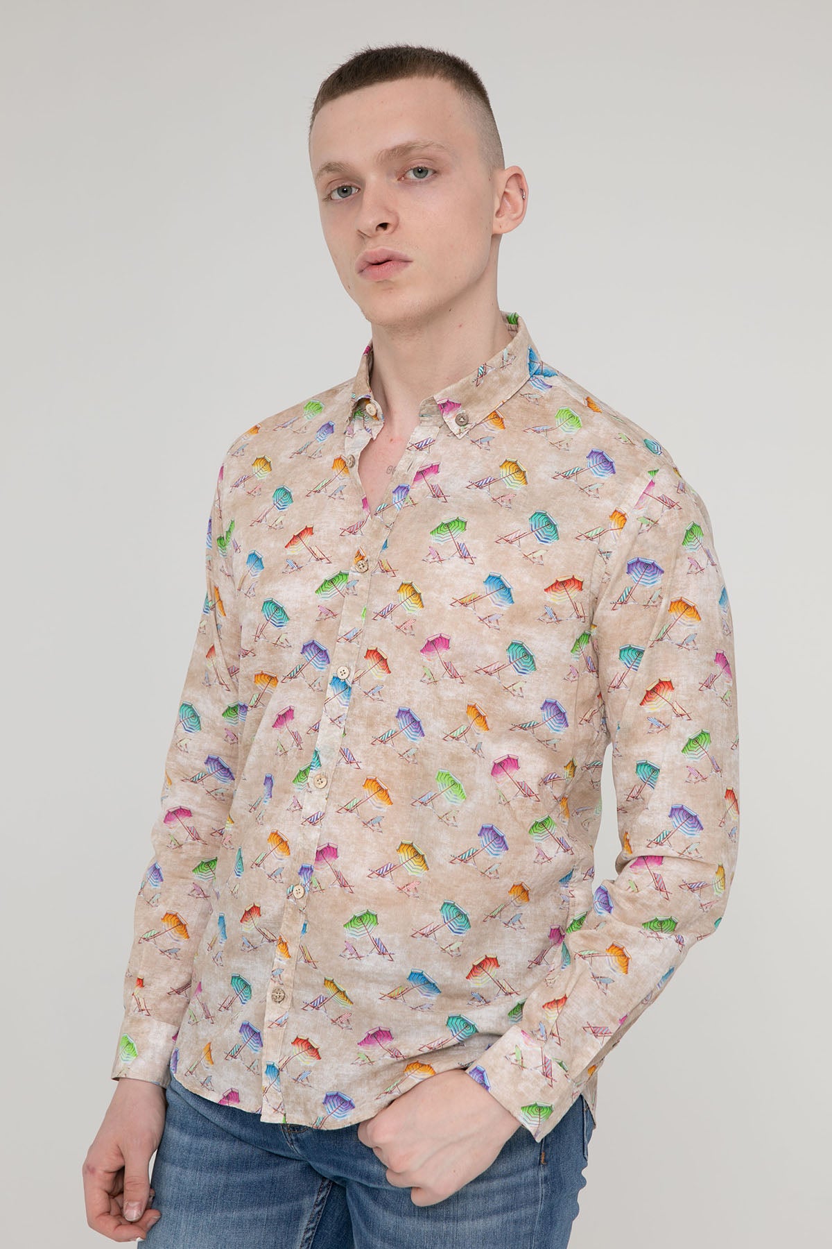 Poggianti Pisa Düğmeli Klasik Yaka Desenli Gömlek-Libas Trendy Fashion Store