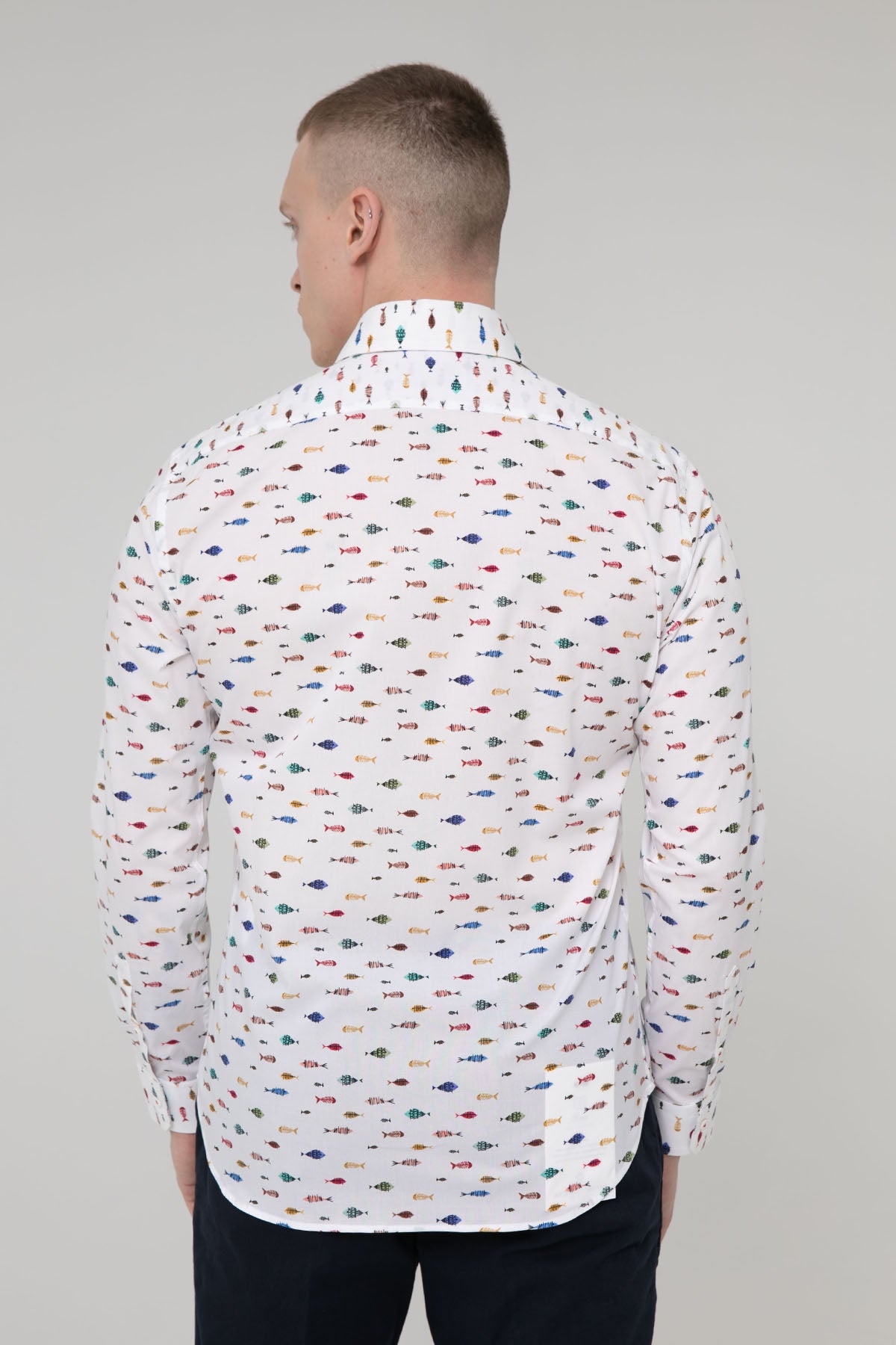 Poggianti Firenze İtalyan Yaka Balık Desenli Gömlek-Libas Trendy Fashion Store