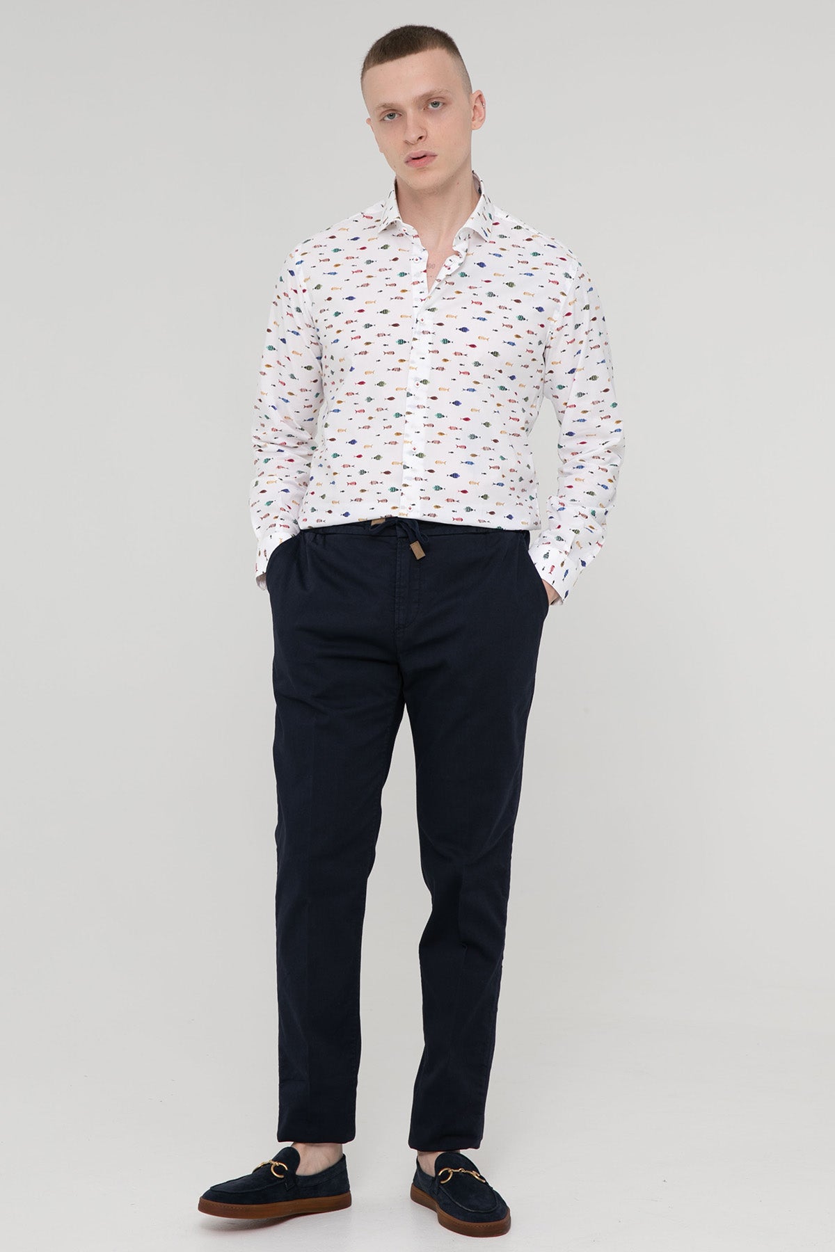 Poggianti Firenze İtalyan Yaka Balık Desenli Gömlek-Libas Trendy Fashion Store