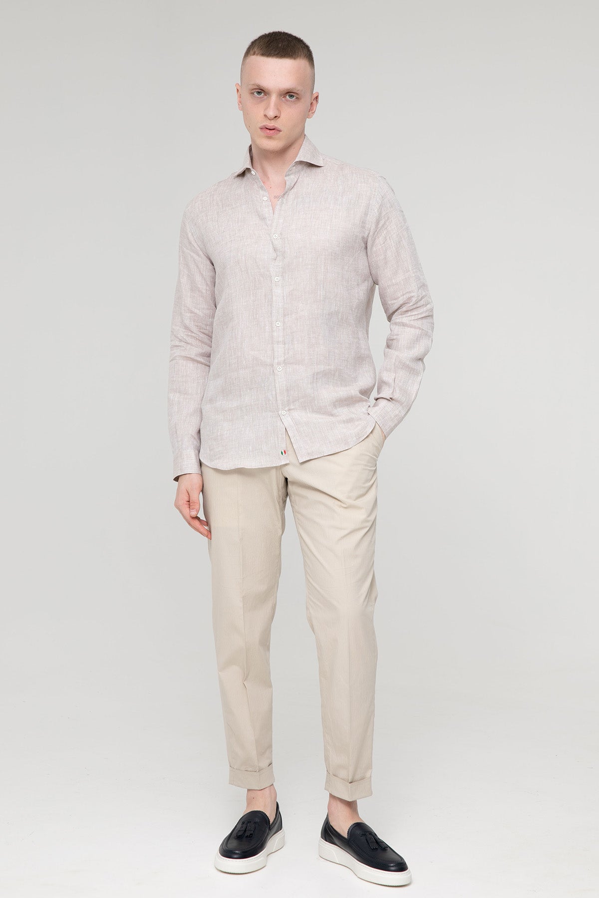 Poggianti İtalyan Yaka Keten Gömlek