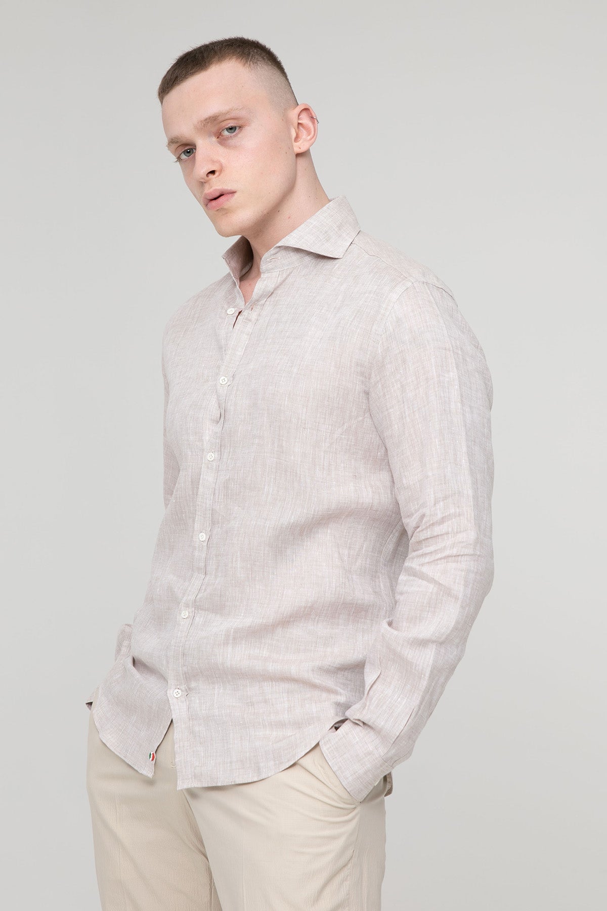 Poggianti İtalyan Yaka Keten Gömlek