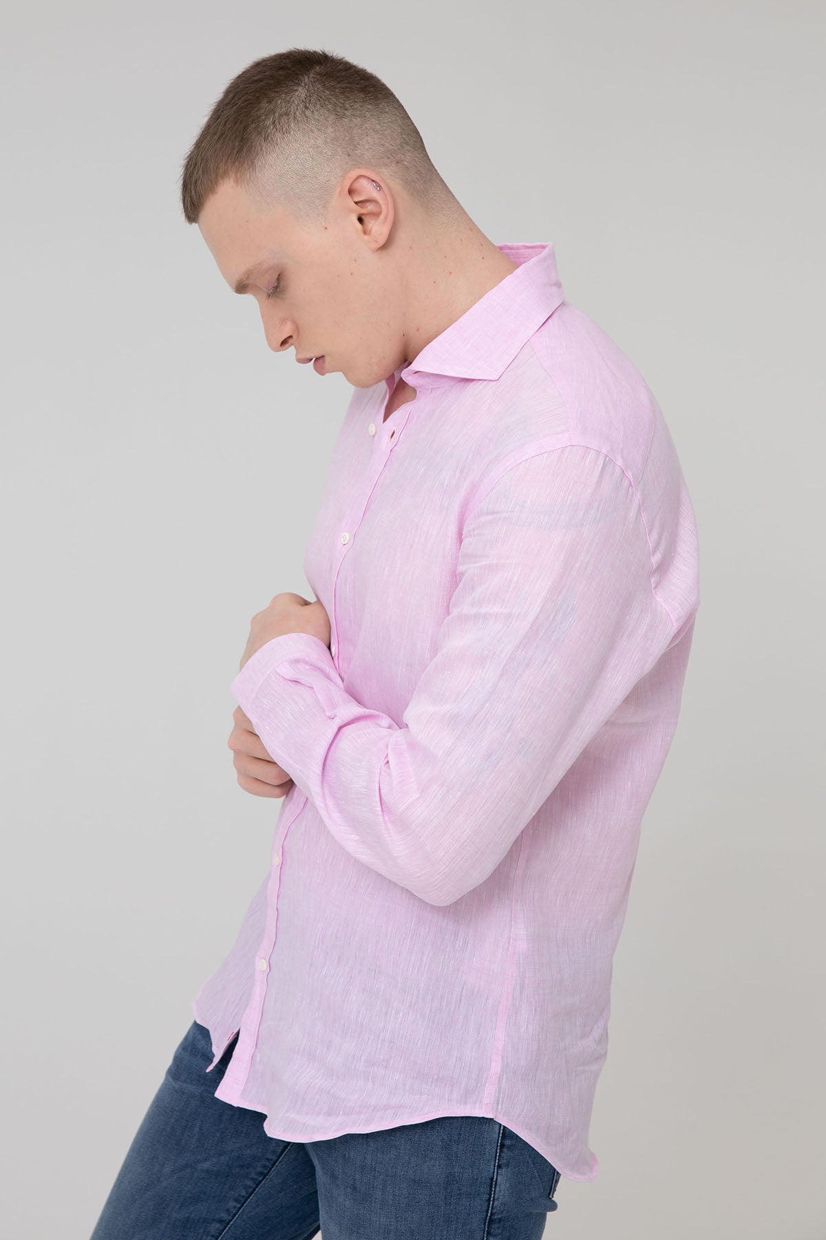 Poggianti İtalyan Yaka Keten Gömlek-Libas Trendy Fashion Store