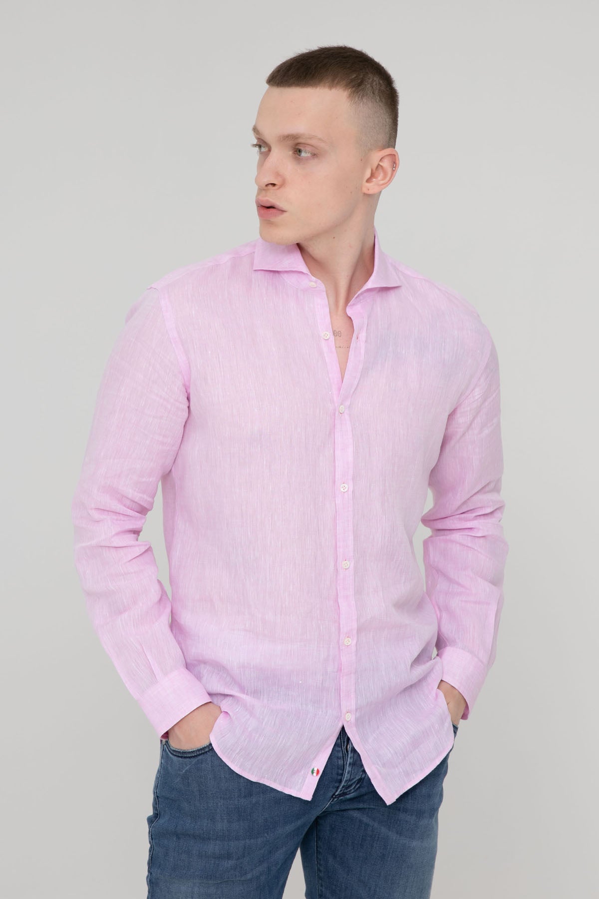 Poggianti İtalyan Yaka Keten Gömlek-Libas Trendy Fashion Store