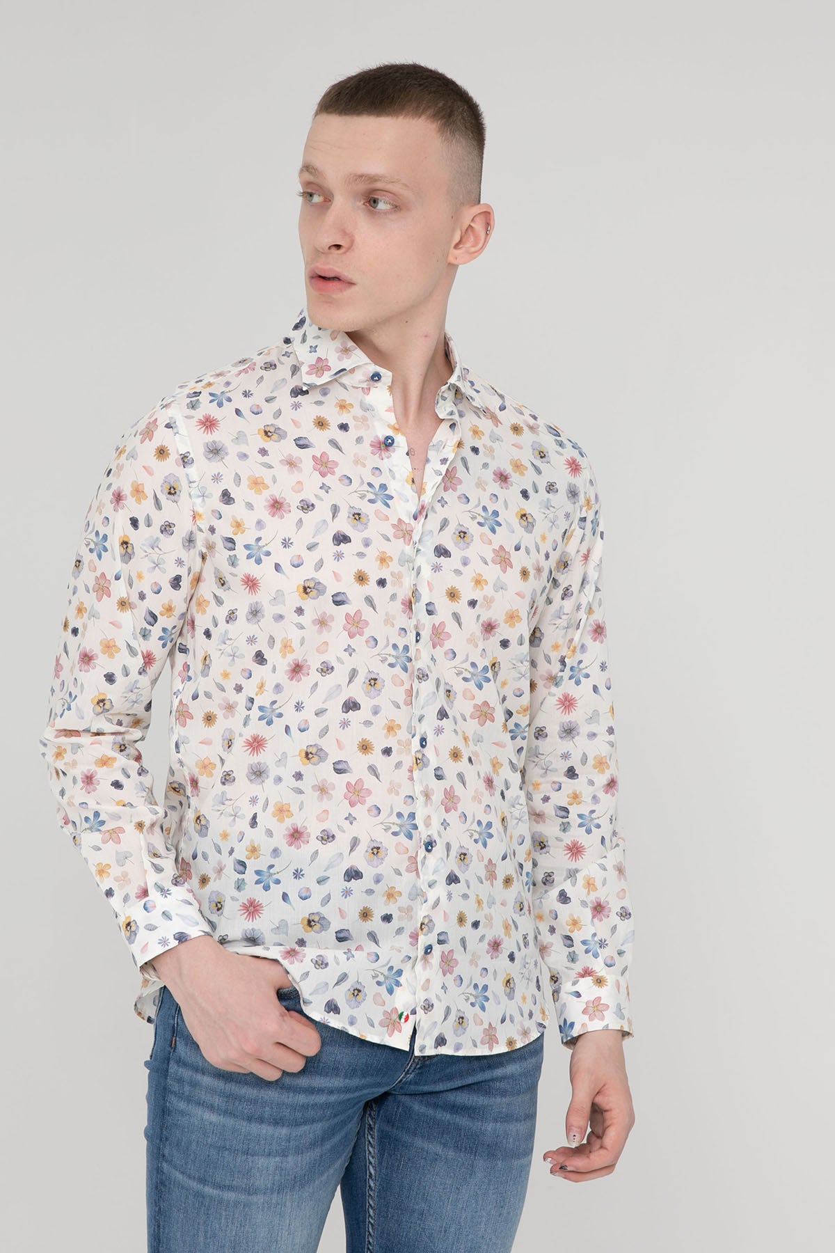 Poggianti Firenze Klasik Yaka Çiçek Desenli Gömlek-Libas Trendy Fashion Store