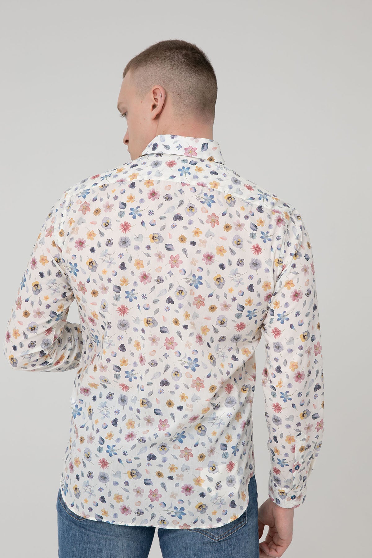 Poggianti Firenze Klasik Yaka Çiçek Desenli Gömlek-Libas Trendy Fashion Store