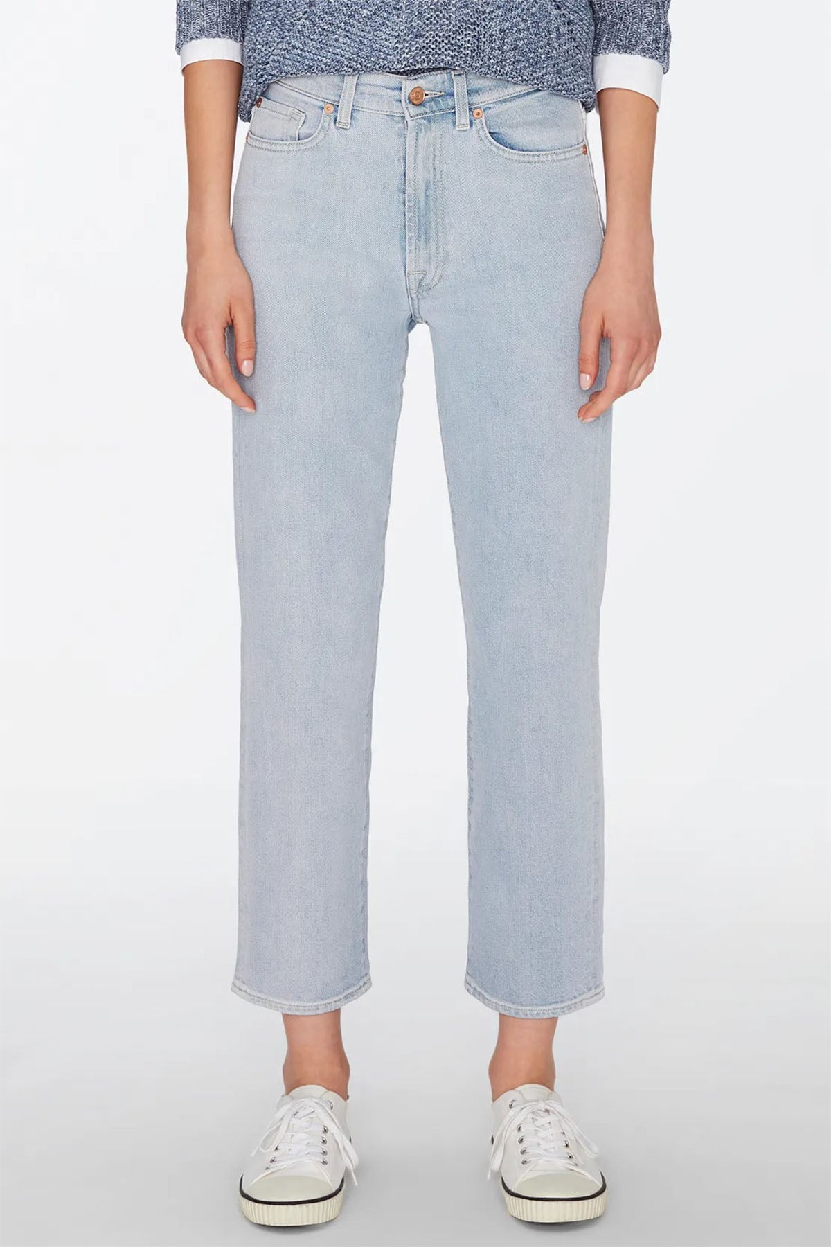 7 For All Mankind Logan Stovepipe Yüksek Bel Crop Paça Jeans