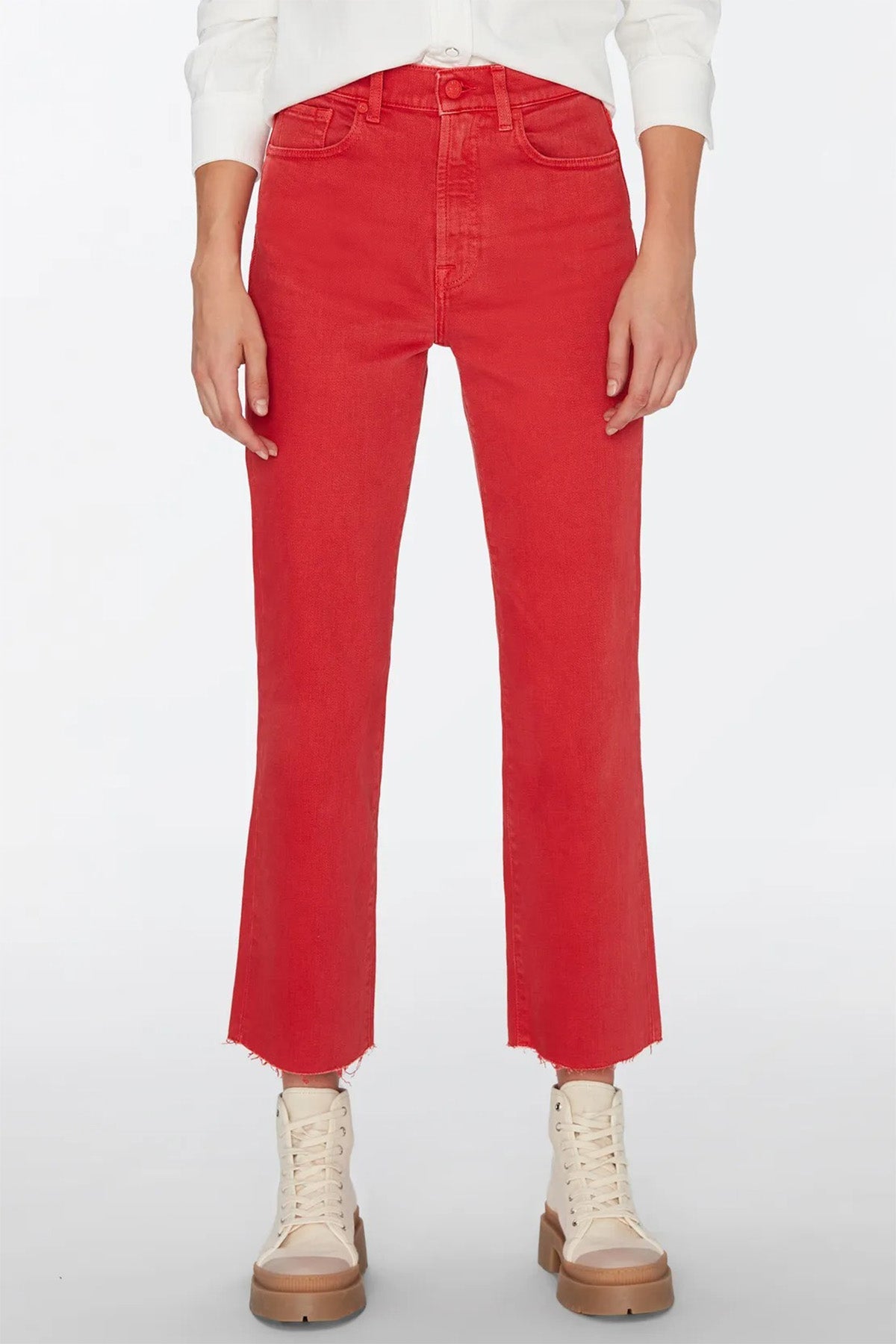 7 For All Mankind Logan Stovepipe Yüksek Bel Crop Paça Jeans