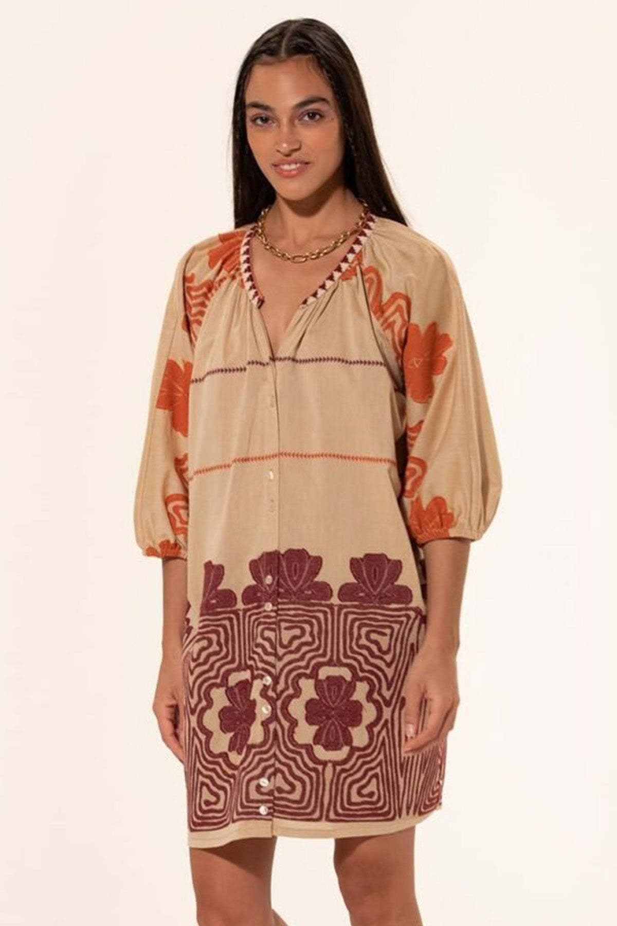 Meme Road V Yaka Örgü Detaylı Dizüstü Elbise-Libas Trendy Fashion Store