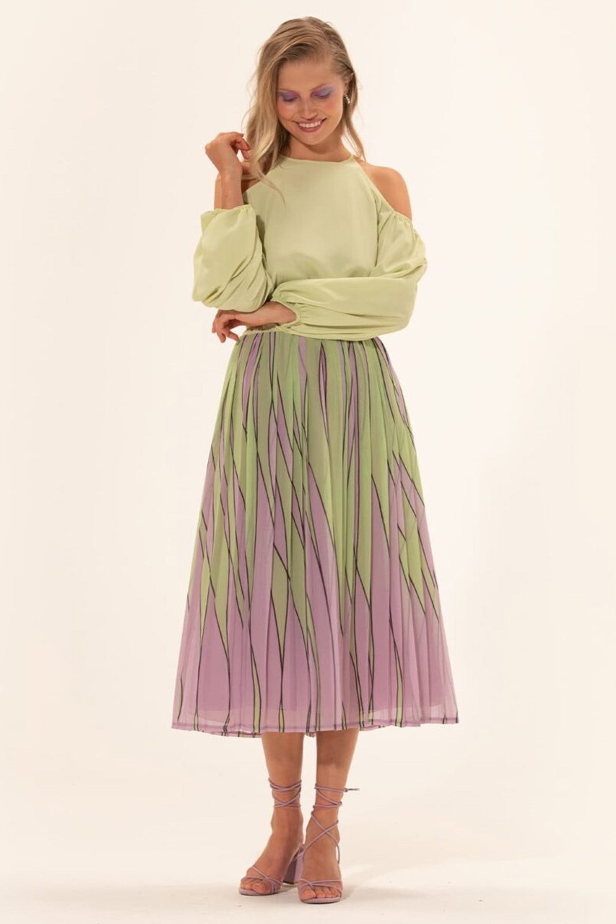 Meme Road Beli Lastikli Piliseli Midi Etek-Libas Trendy Fashion Store