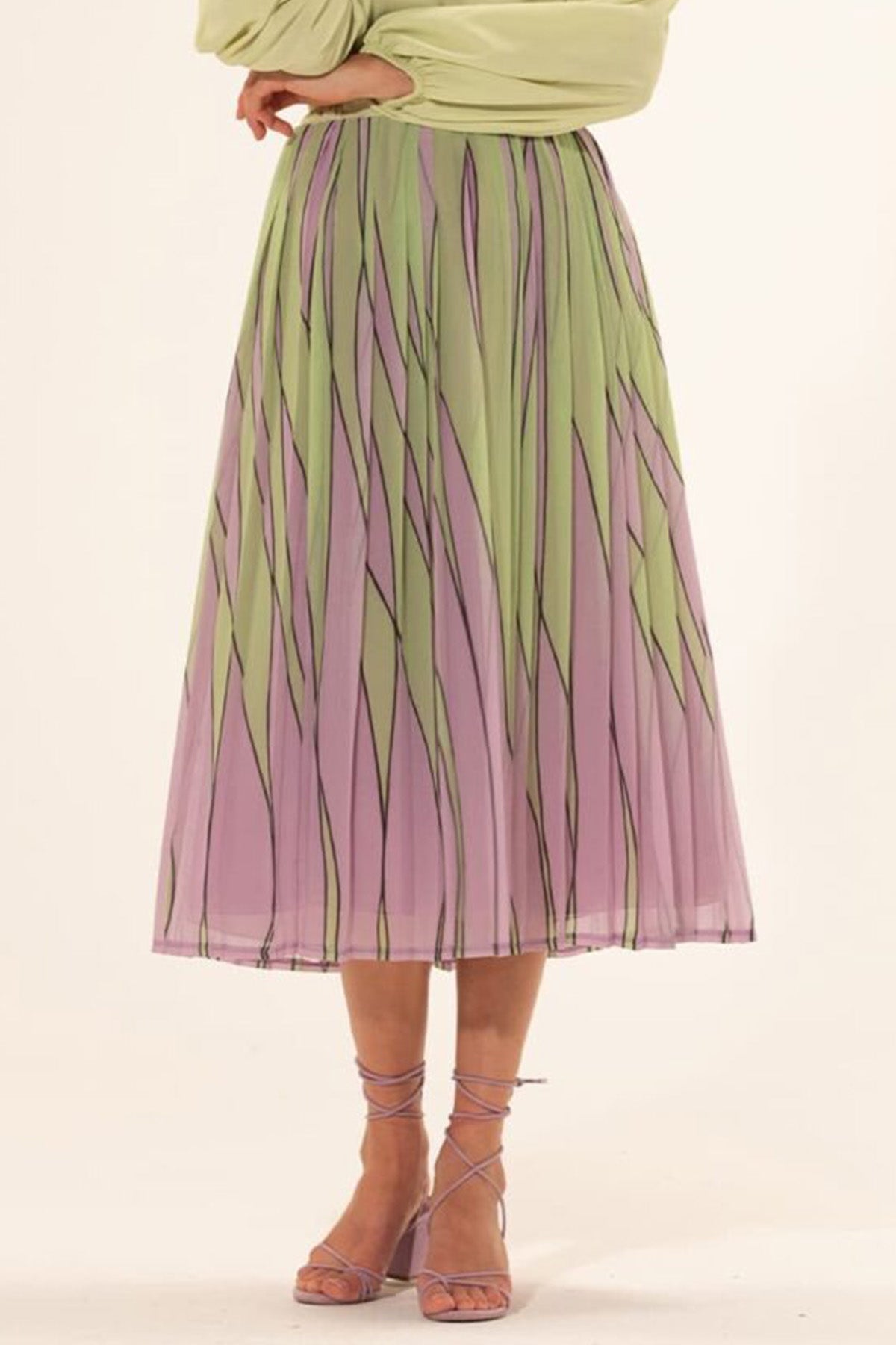 Meme Road Beli Lastikli Piliseli Midi Etek-Libas Trendy Fashion Store