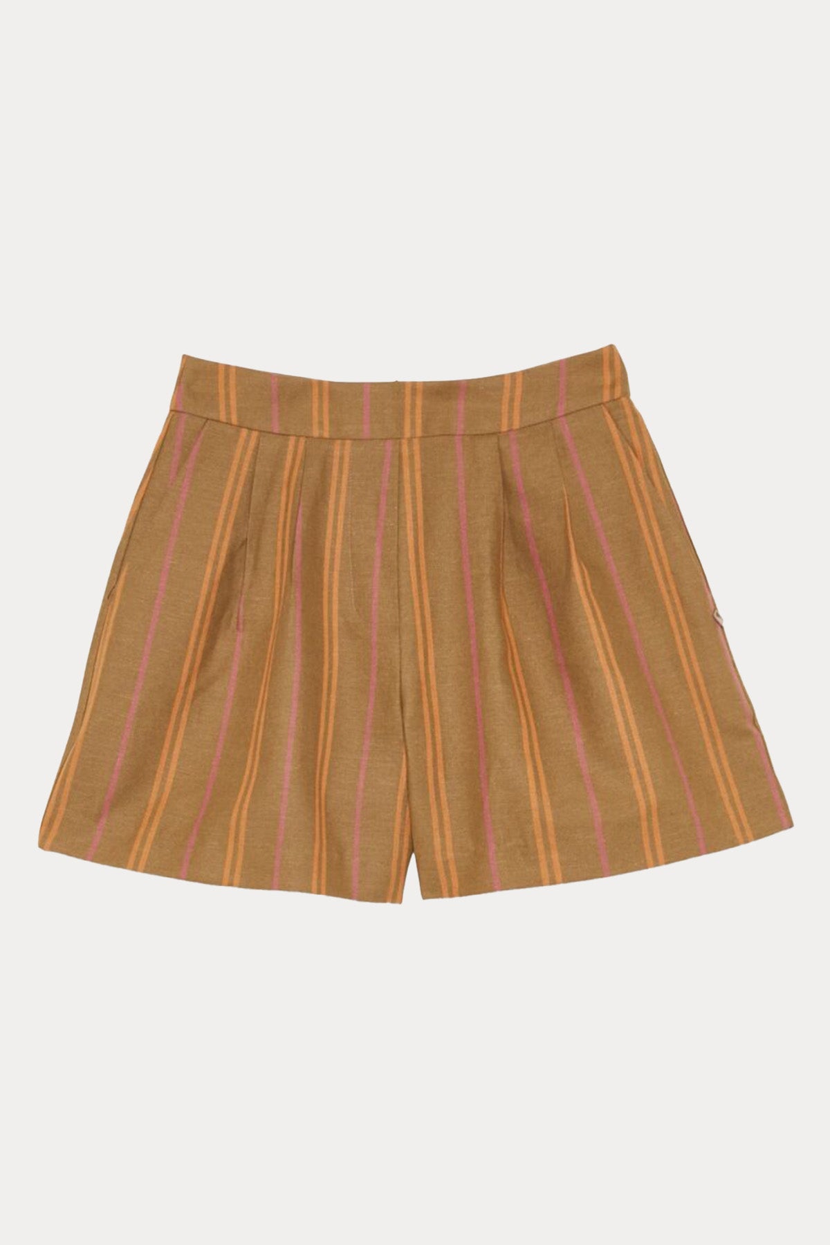 Meme Road Yüksek Bel Çizgili Ketenli Şort-Libas Trendy Fashion Store