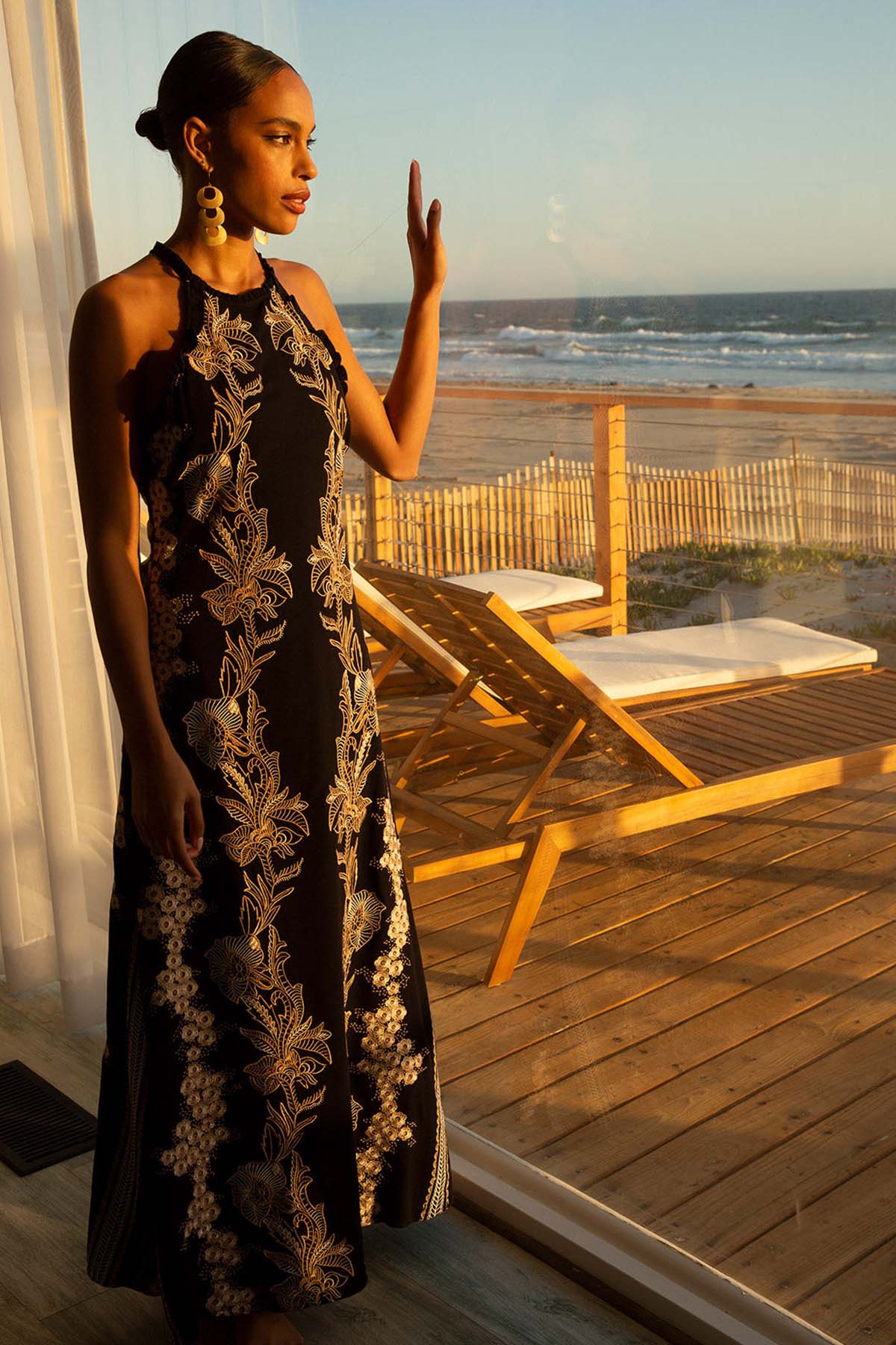 Hale Bob Luciana Nakışlı Maxi Elbise-Libas Trendy Fashion Store