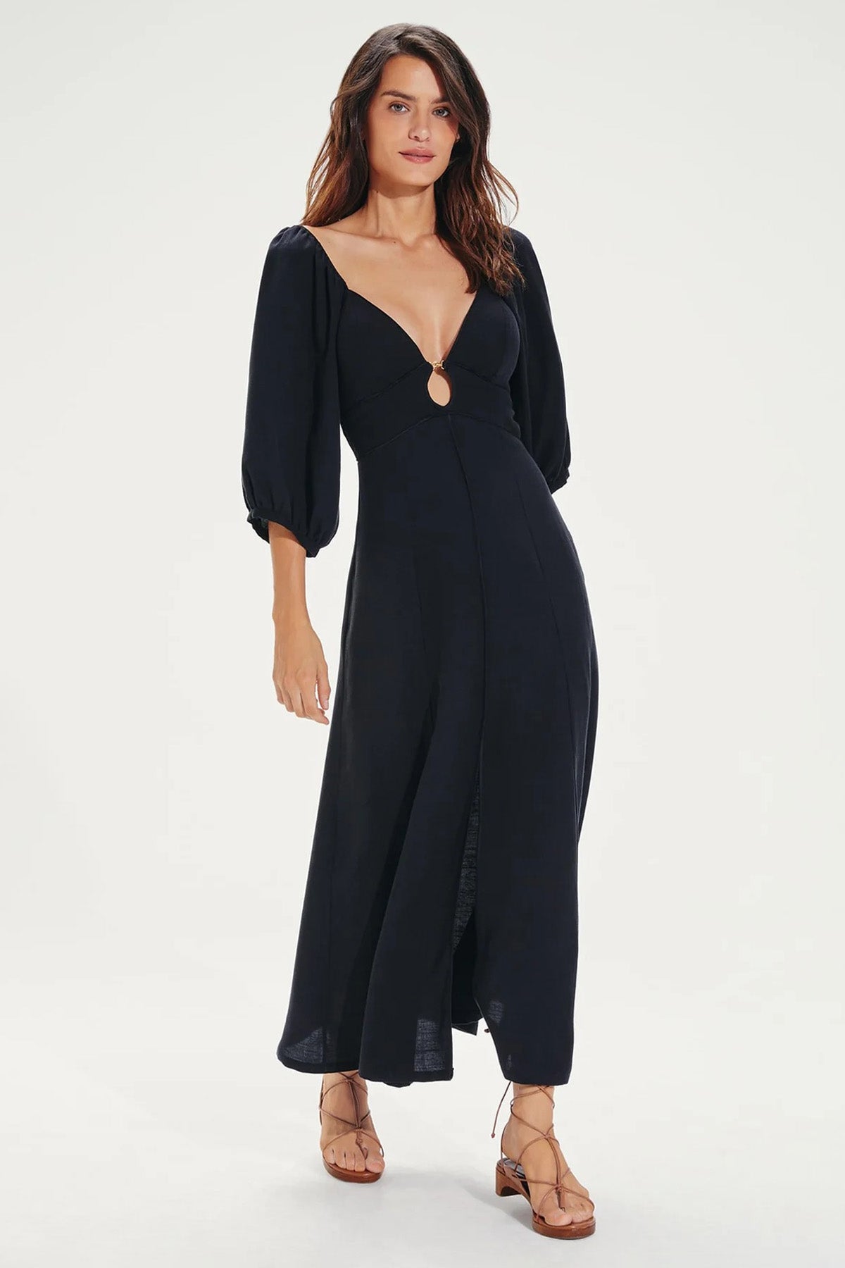 Vix Rosa Maxi Keten Elbise-Libas Trendy Fashion Store