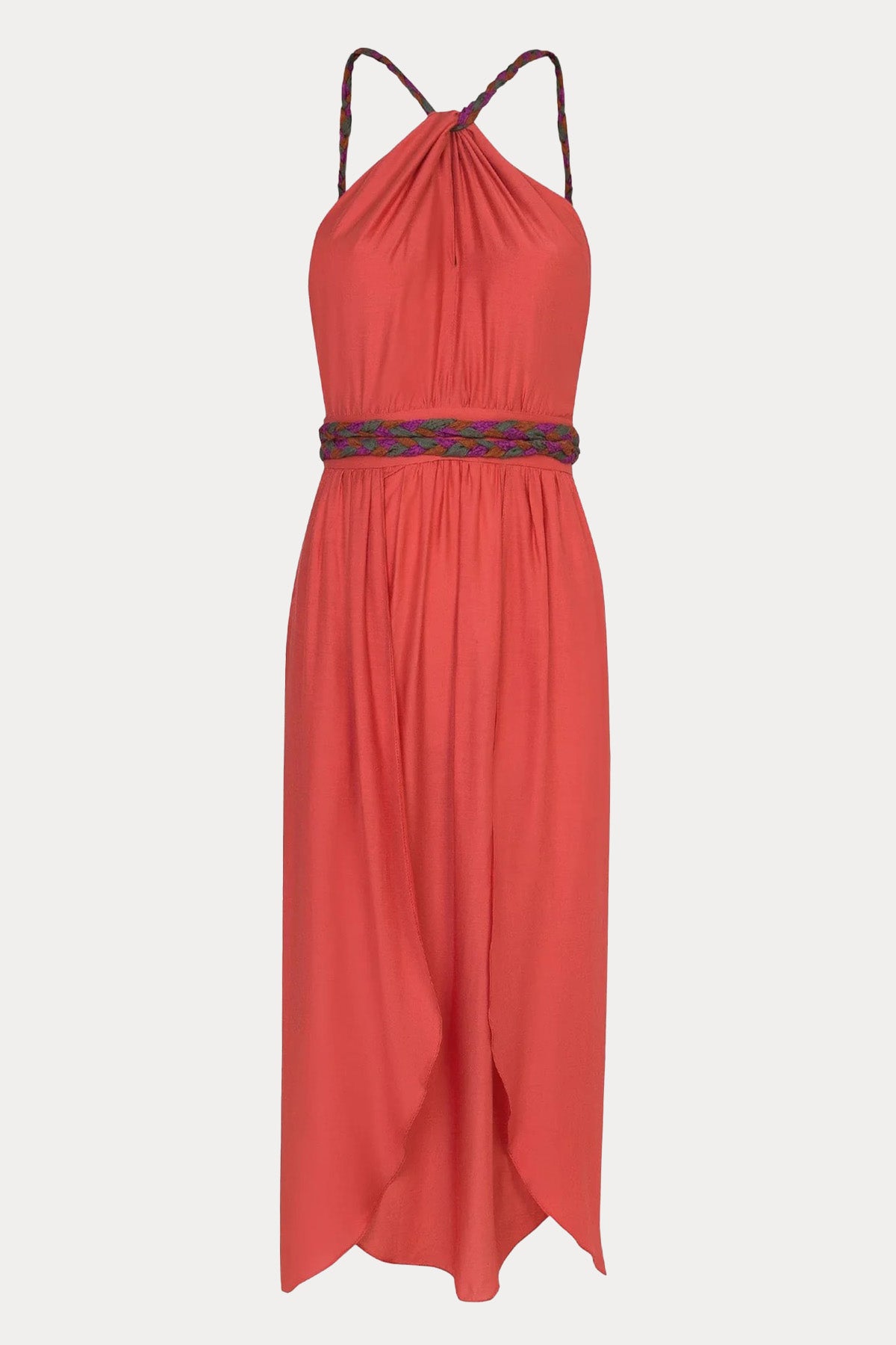 Vix Cris Çapraz Boyundan Bağlamalı İpekli Midi Elbise-Libas Trendy Fashion Store