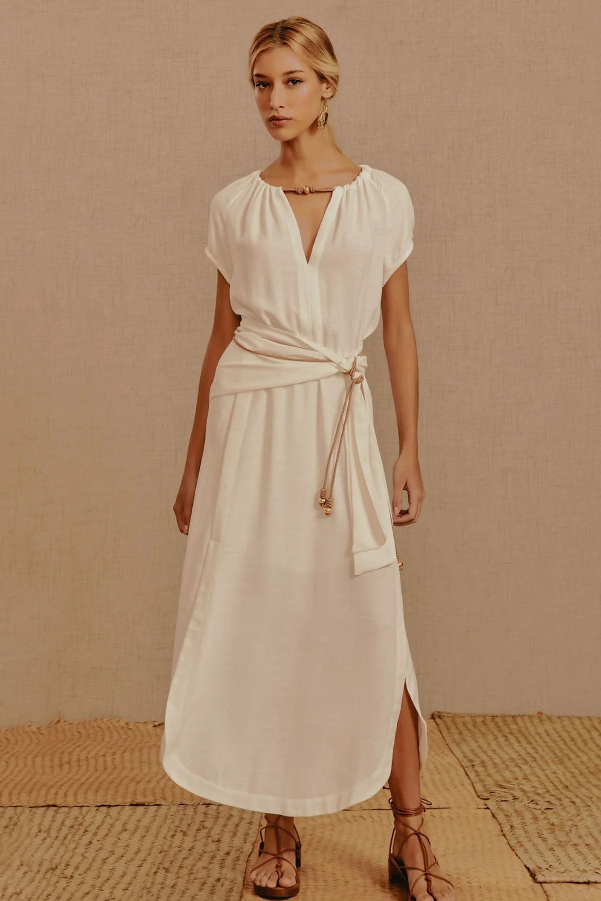 Vix Claire Midi Keten Elbise-Libas Trendy Fashion Store