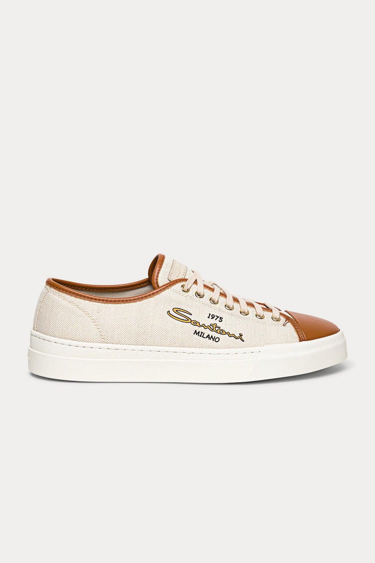 Santoni Deri Detaylı Kanvas Sneaker Ayakkabı-Libas Trendy Fashion Store