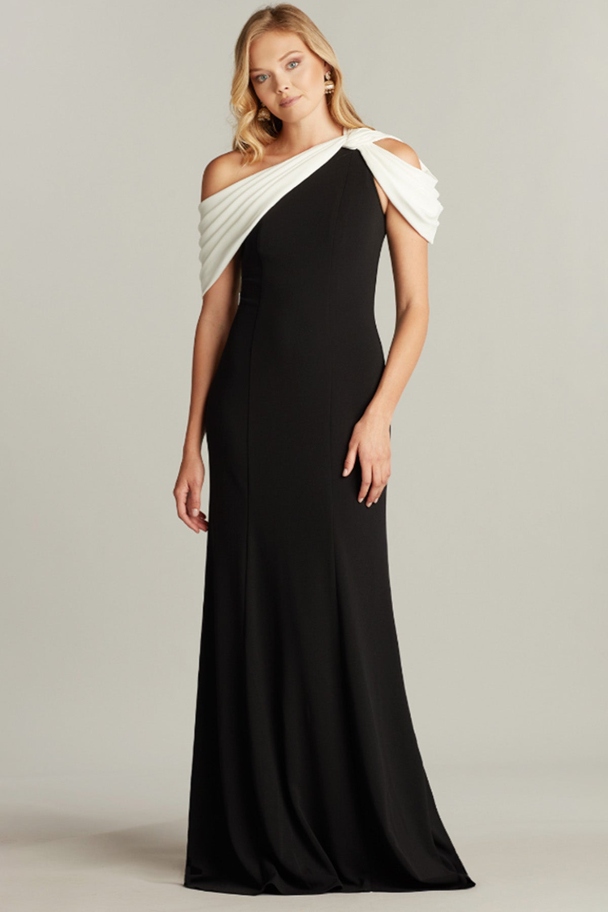 Tadashi Shoji Copley Drapeli Maxi Abiye Elbise-Libas Trendy Fashion Store