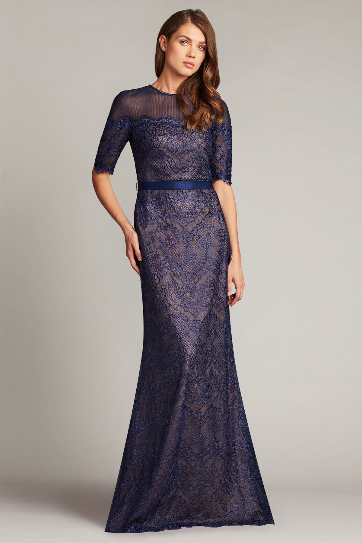 Tadashi Shoji Oden Nakış Dantelli Maxi Abiye Elbise-Libas Trendy Fashion Store