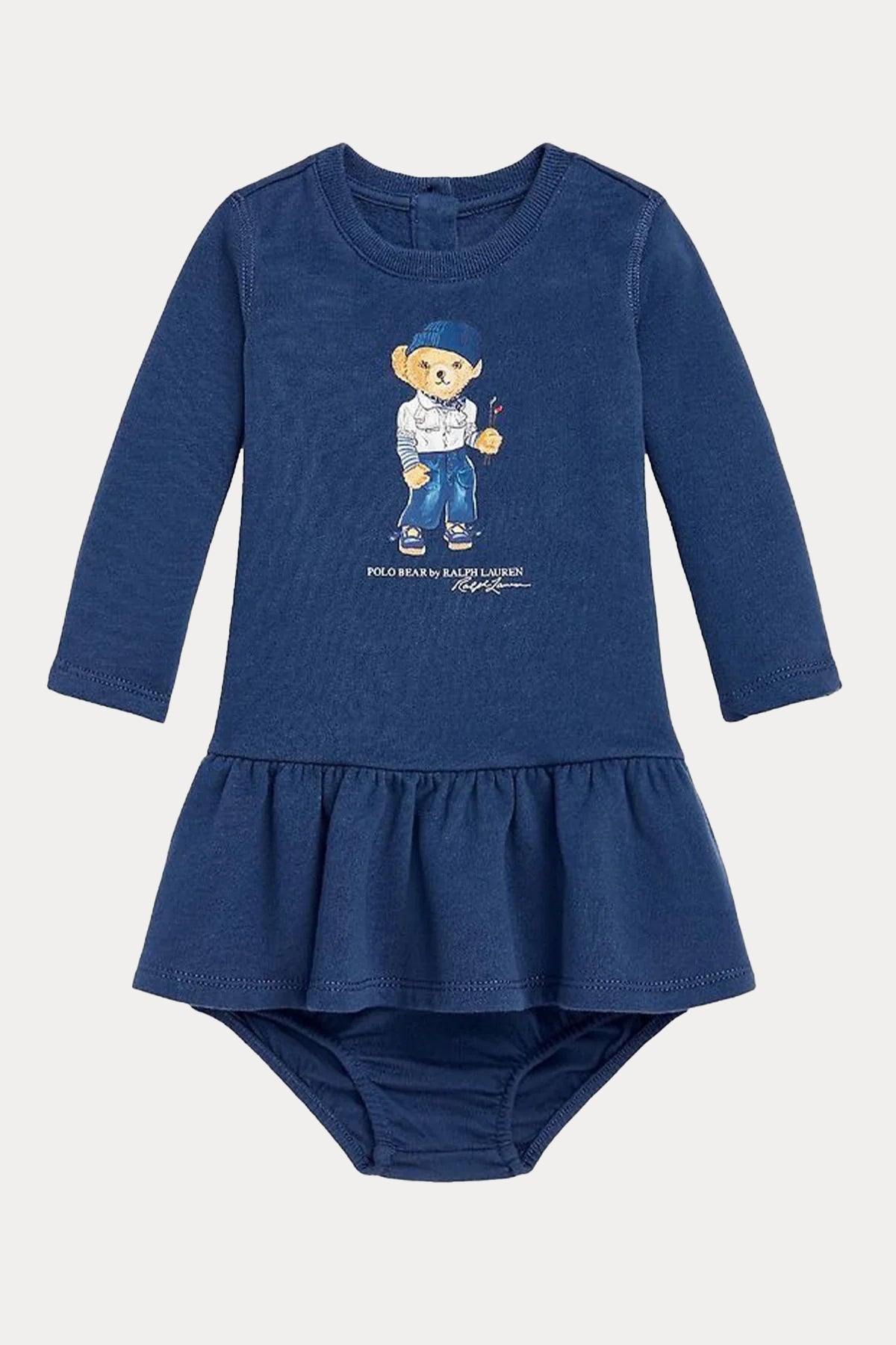 Polo Ralph Lauren Kids 6-12 Aylık Kız Bebek Polo Bear Sweatshirt Elbise-Libas Trendy Fashion Store